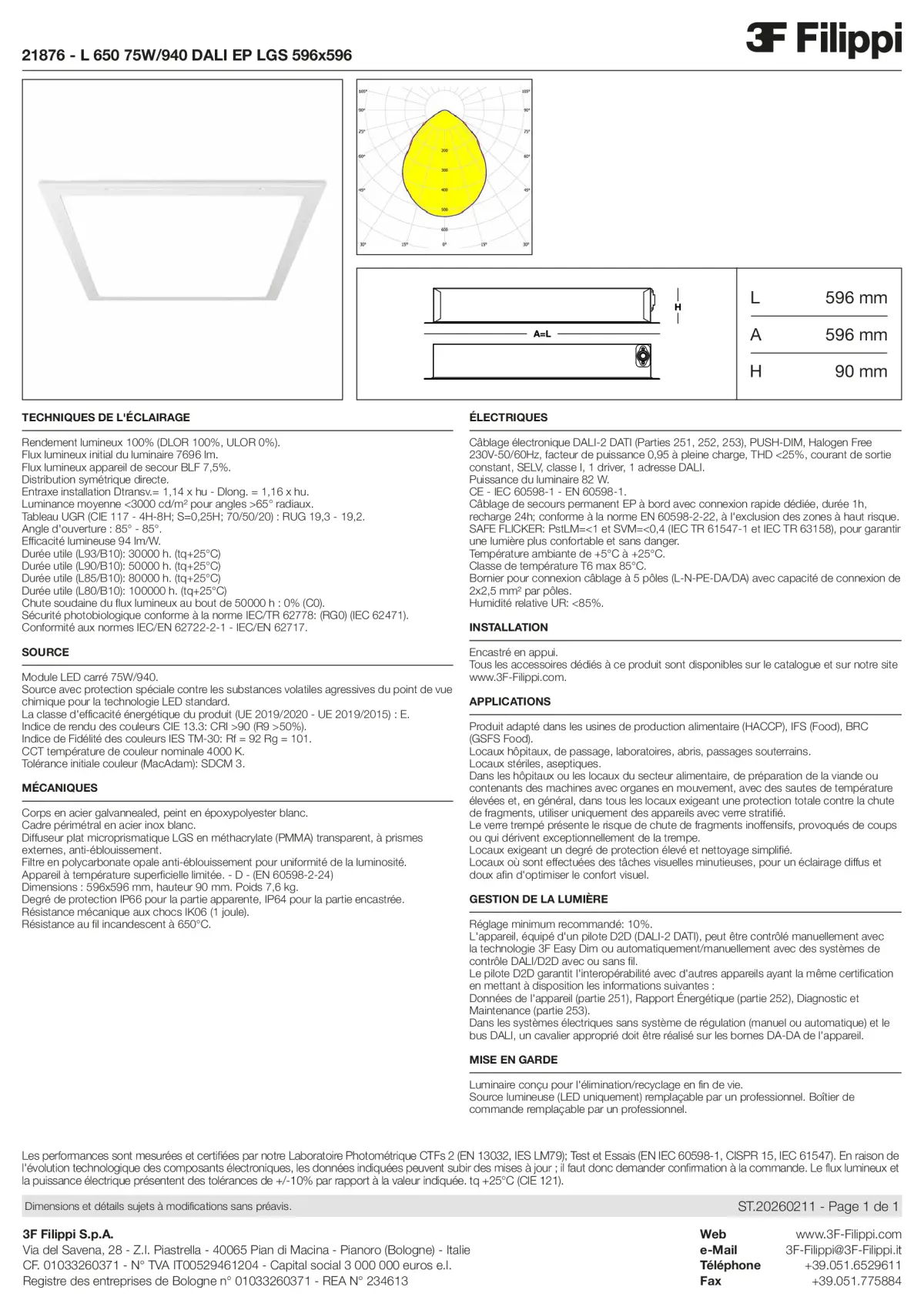 21876 - L 650 75W-940 DALI EP LGS 596x596 - Datasheet - fr