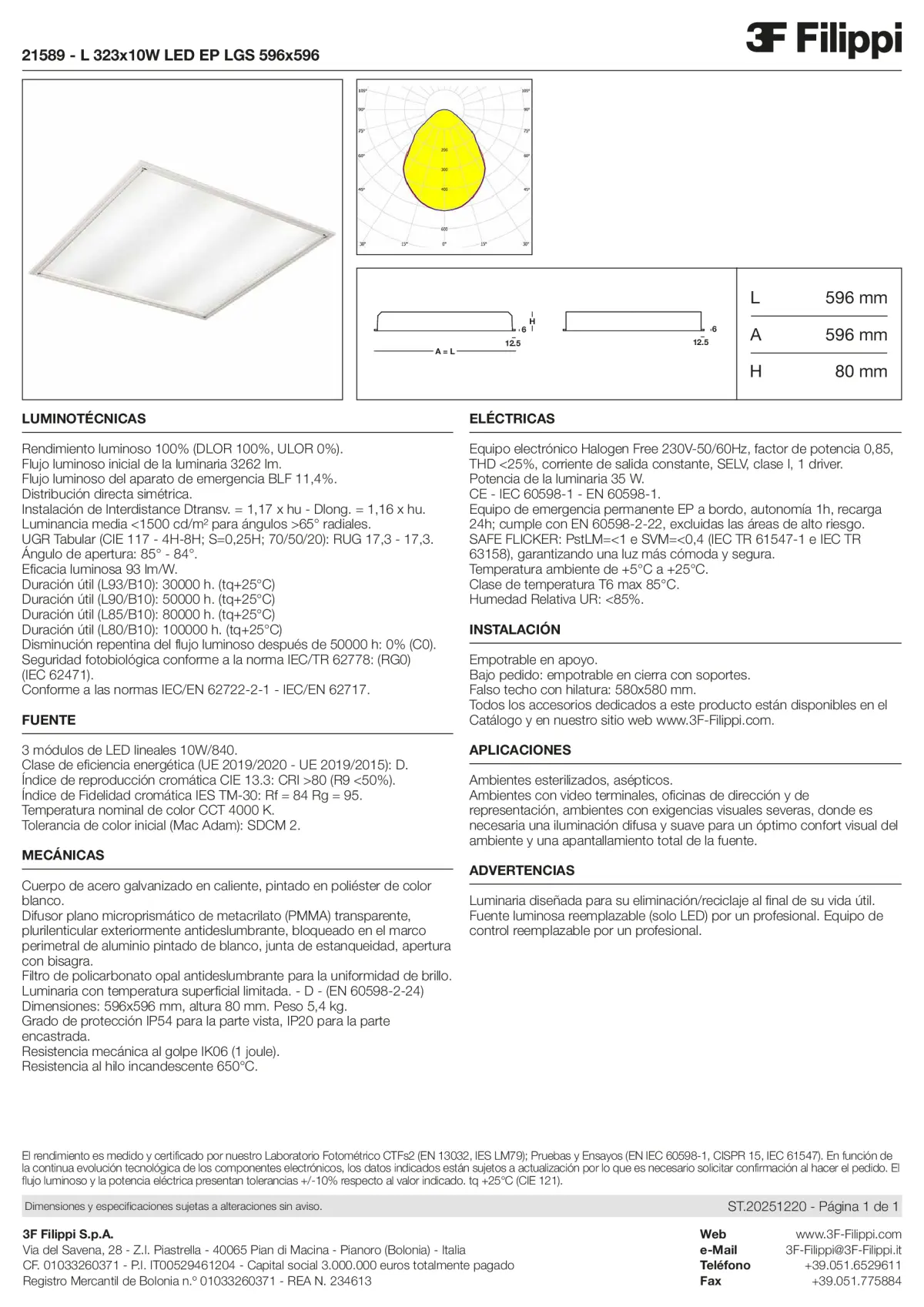 21589 - L 323x10W LED EP LGS 596x596 - Datasheet - es