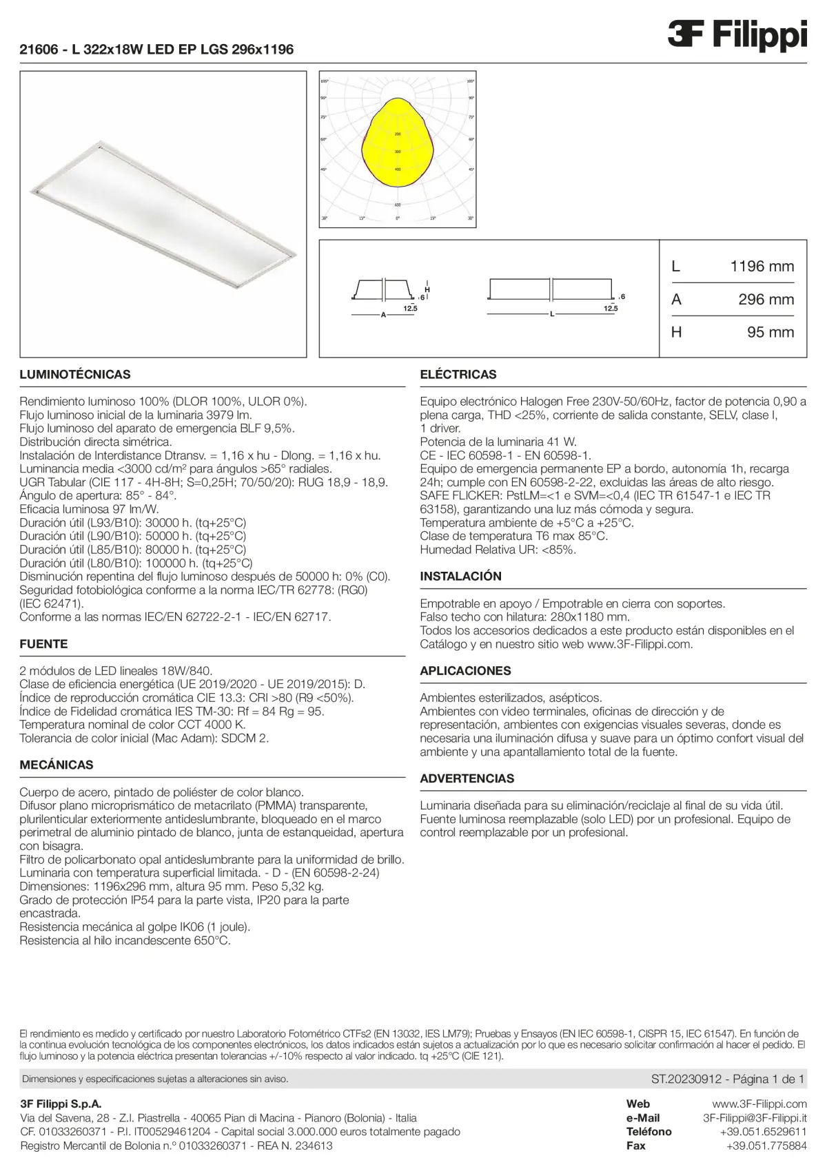 21606 - L 322x18W LED EP LGS 296x1196 - Datasheet - es