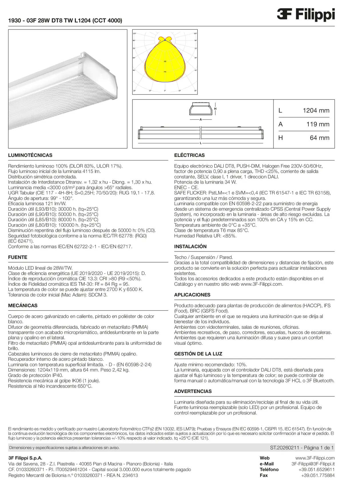 1930 - 03F 28W DT8 TW L1204 (CCT 4000) - Datasheet - es