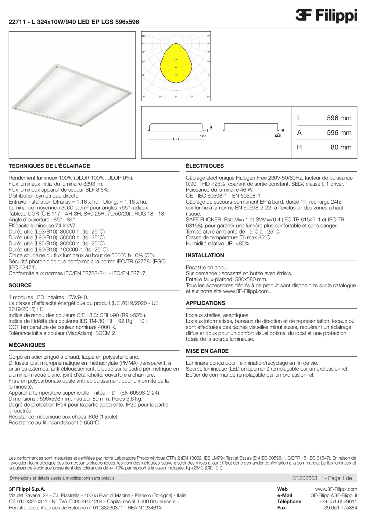 22711 - L 324x10W-940 LED EP LGS 596x596 - Datasheet - fr