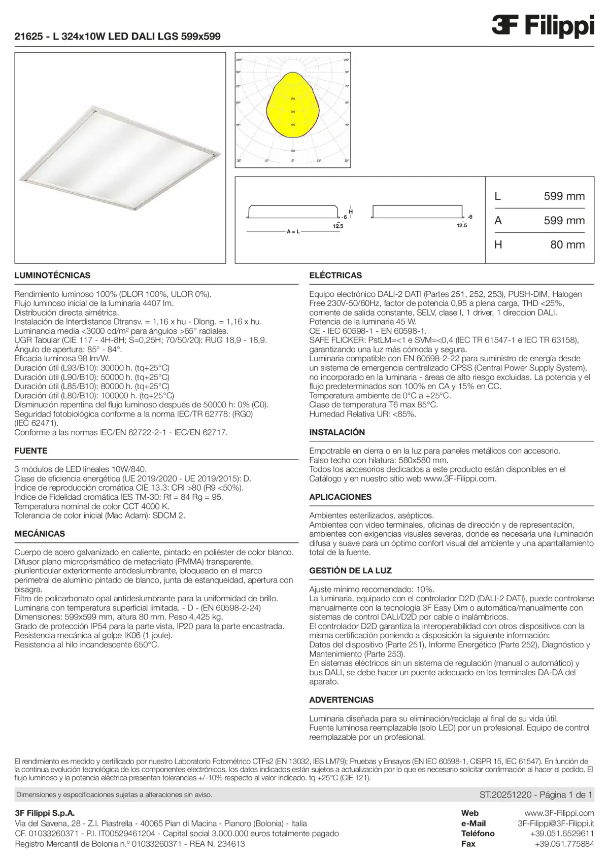 21625 - L 324x10W LED DALI LGS 599x599 - Datasheet - es
