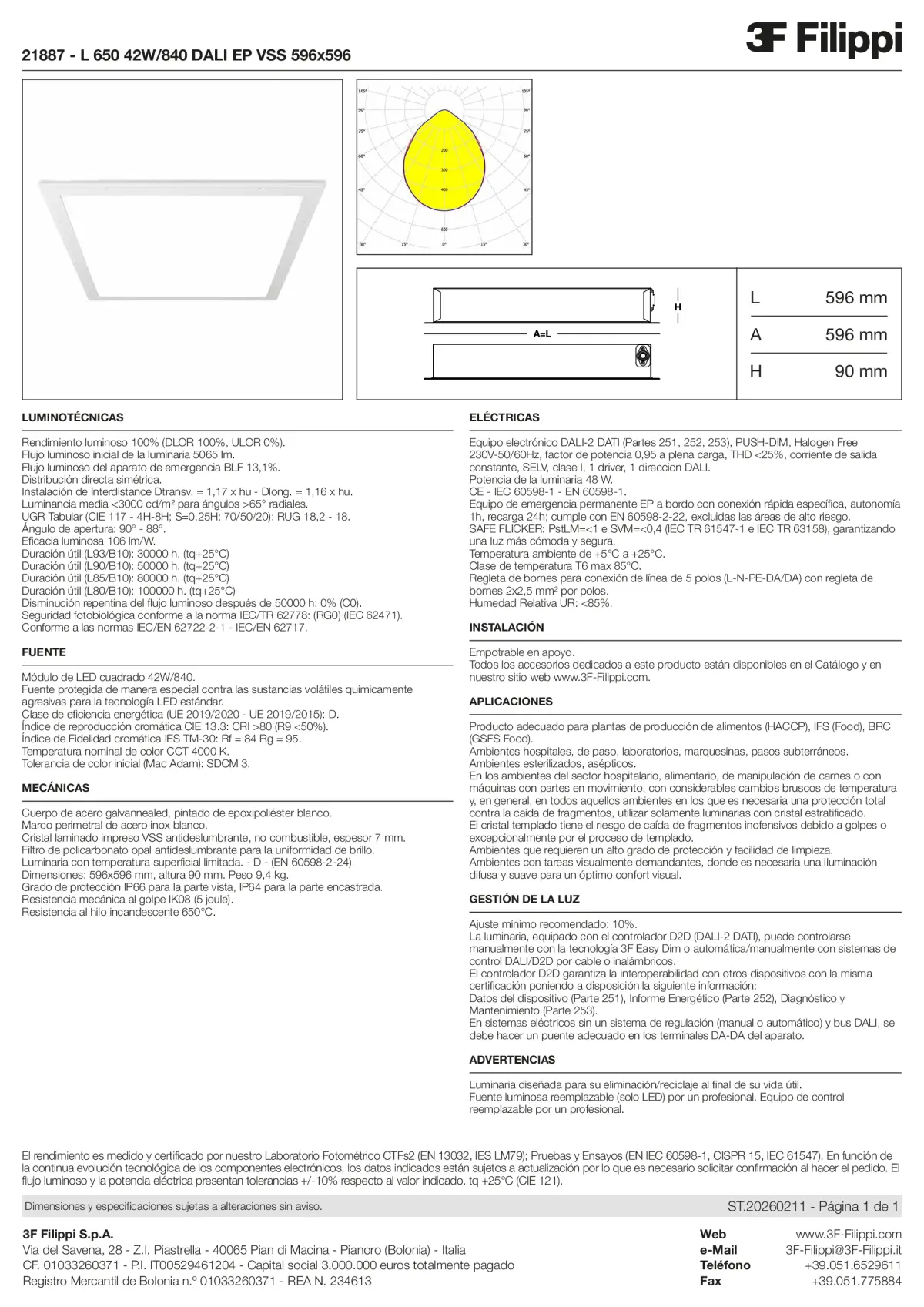 21887 - L 650 42W-840 DALI EP VSS 596x596 - Datasheet - es