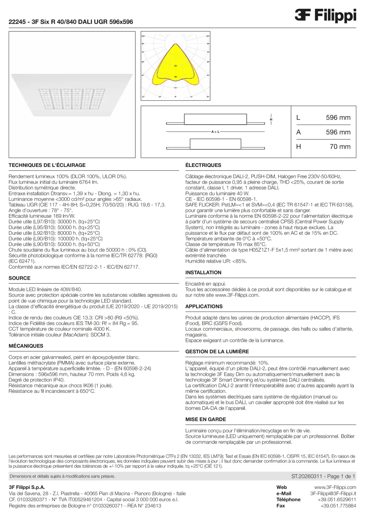 22245 - 3F Six R 40-840 DALI UGR 596x596 - Datasheet - fr