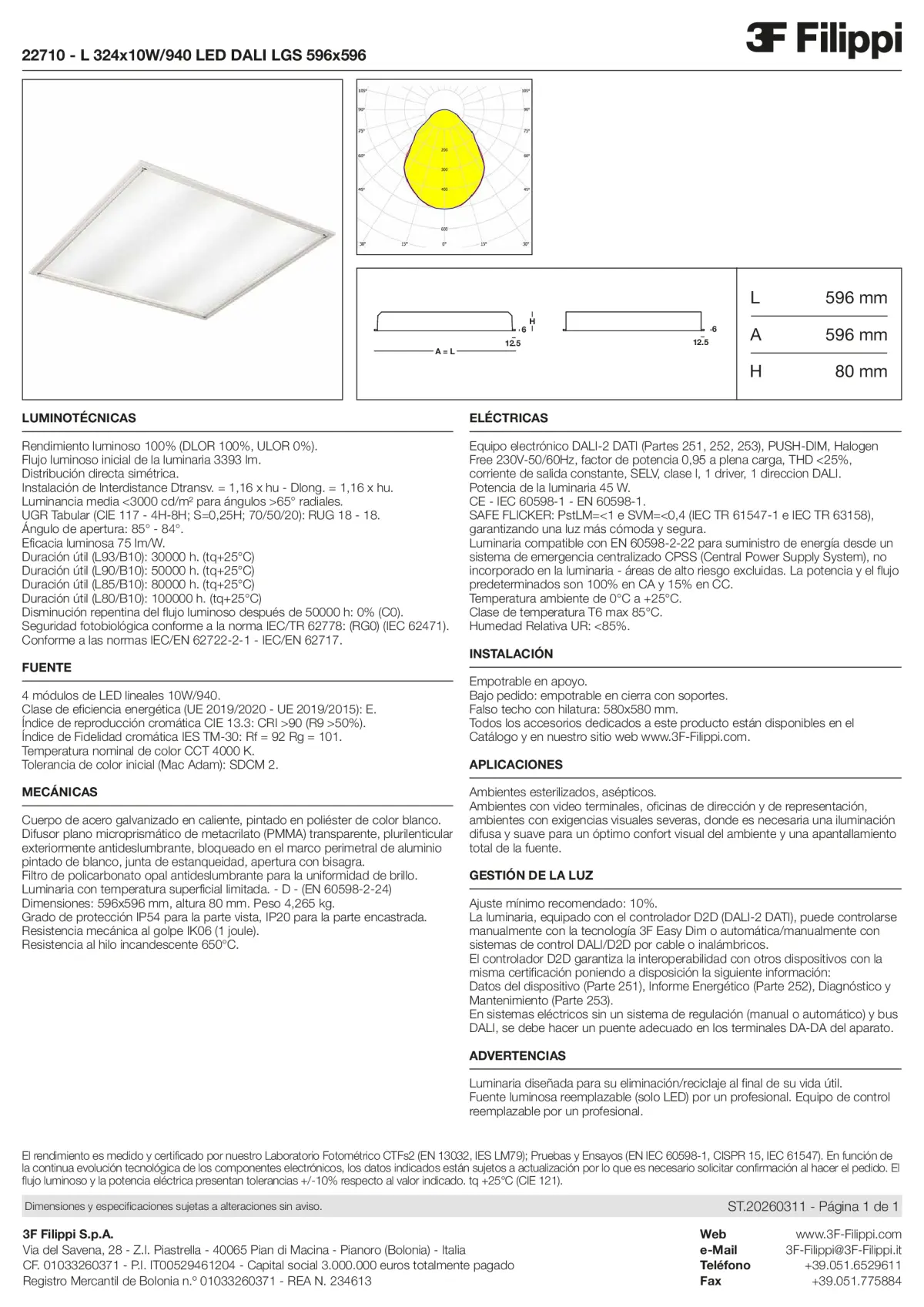 22710 - L 324x10W-940 LED DALI LGS 596x596 - Datasheet - es