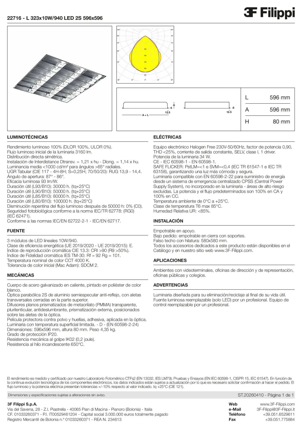 22716 - L 323x10W-940 LED 2S 596x596 - Datasheet - es
