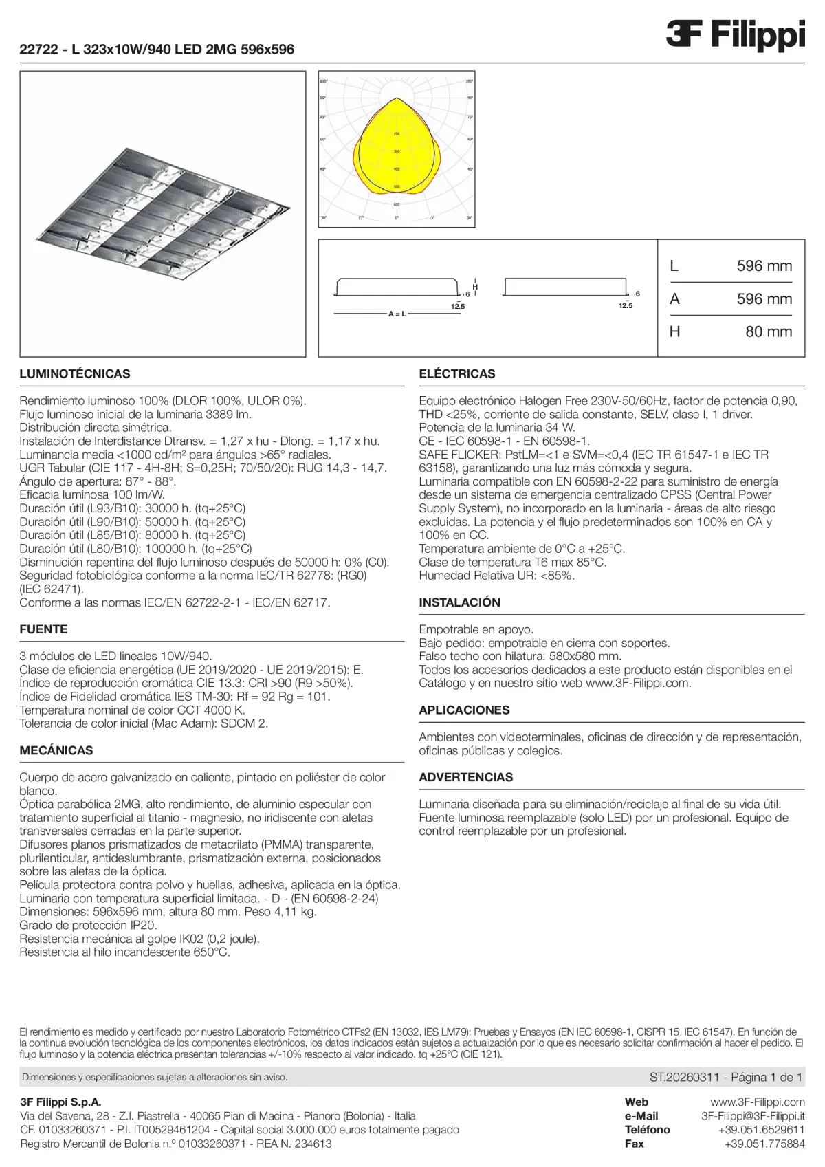 22722 - L 323x10W-940 LED 2MG 596x596 - Datasheet - es