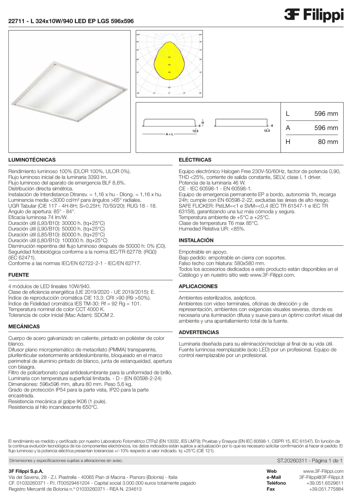 22711 - L 324x10W-940 LED EP LGS 596x596 - Datasheet - es