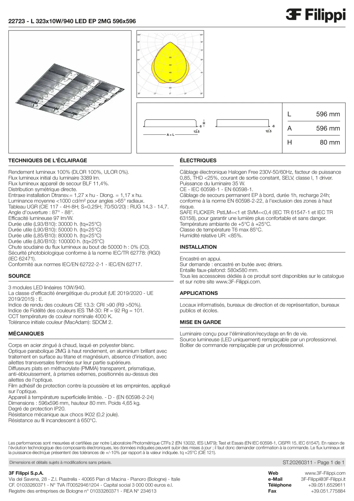 22723 - L 323x10W-940 LED EP 2MG 596x596 - Datasheet - fr