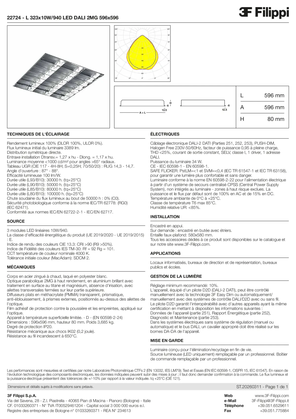22724 - L 323x10W-940 LED DALI 2MG 596x596 - Datasheet - fr