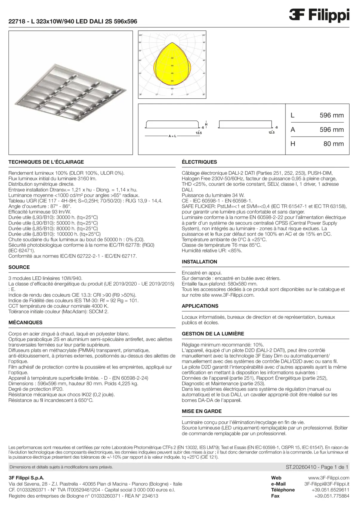 22718 - L 323x10W-940 LED DALI 2S 596x596 - Datasheet - fr