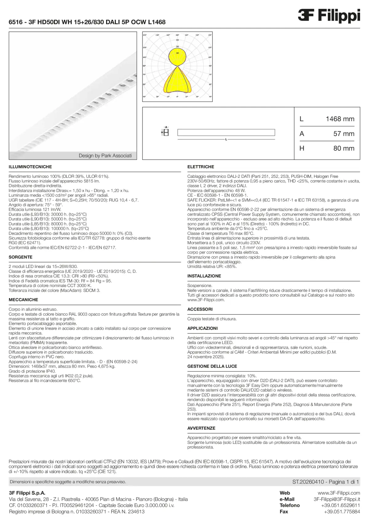 6516 - 3F HD50DI WH 15+26-830 DALI 5P OCW L1468 - Datasheet - it