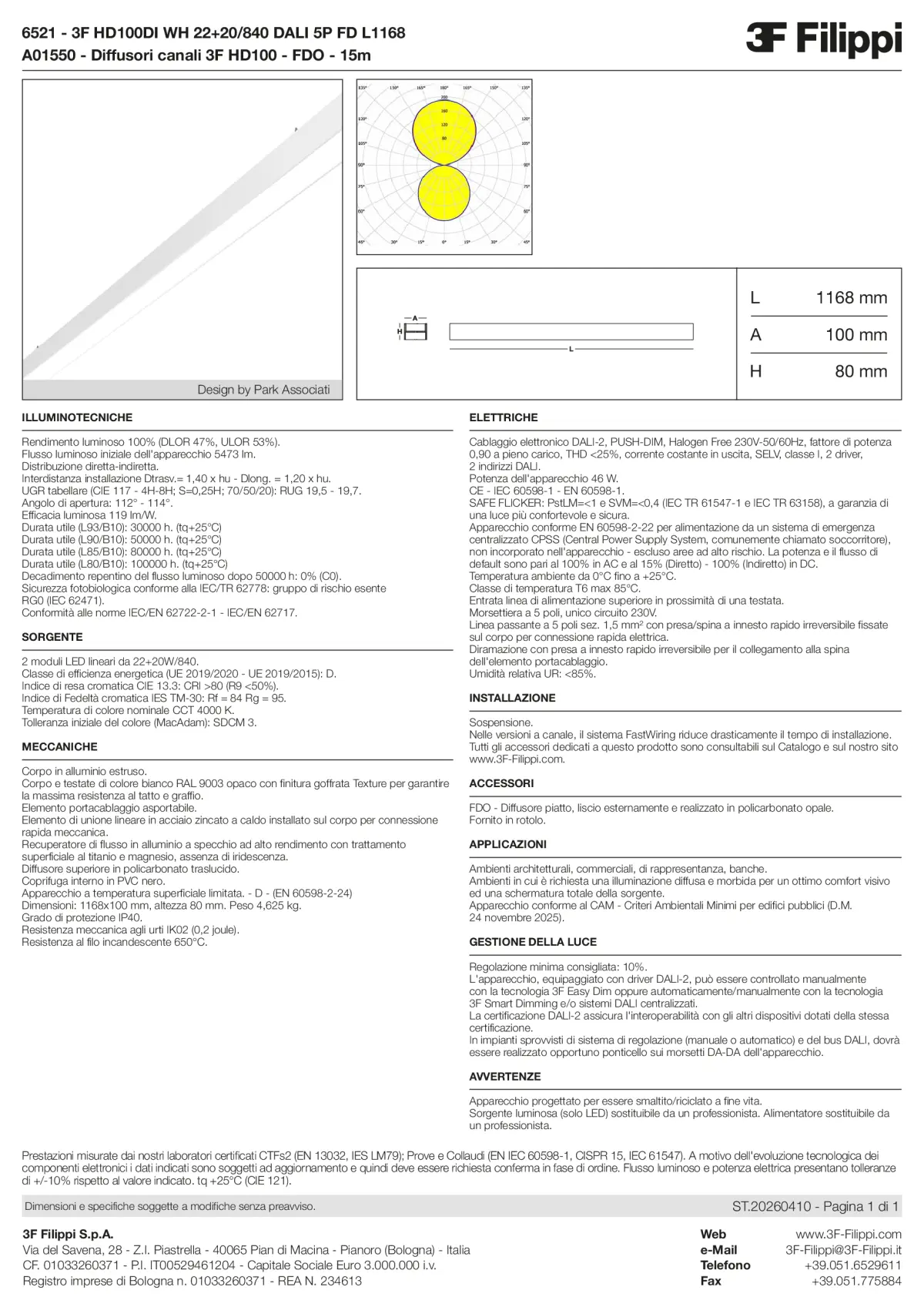 6521+A01550 - 3F HD100DI WH 22+20-840 DALI 5P FD L1168 + FDO - Datasheet - it