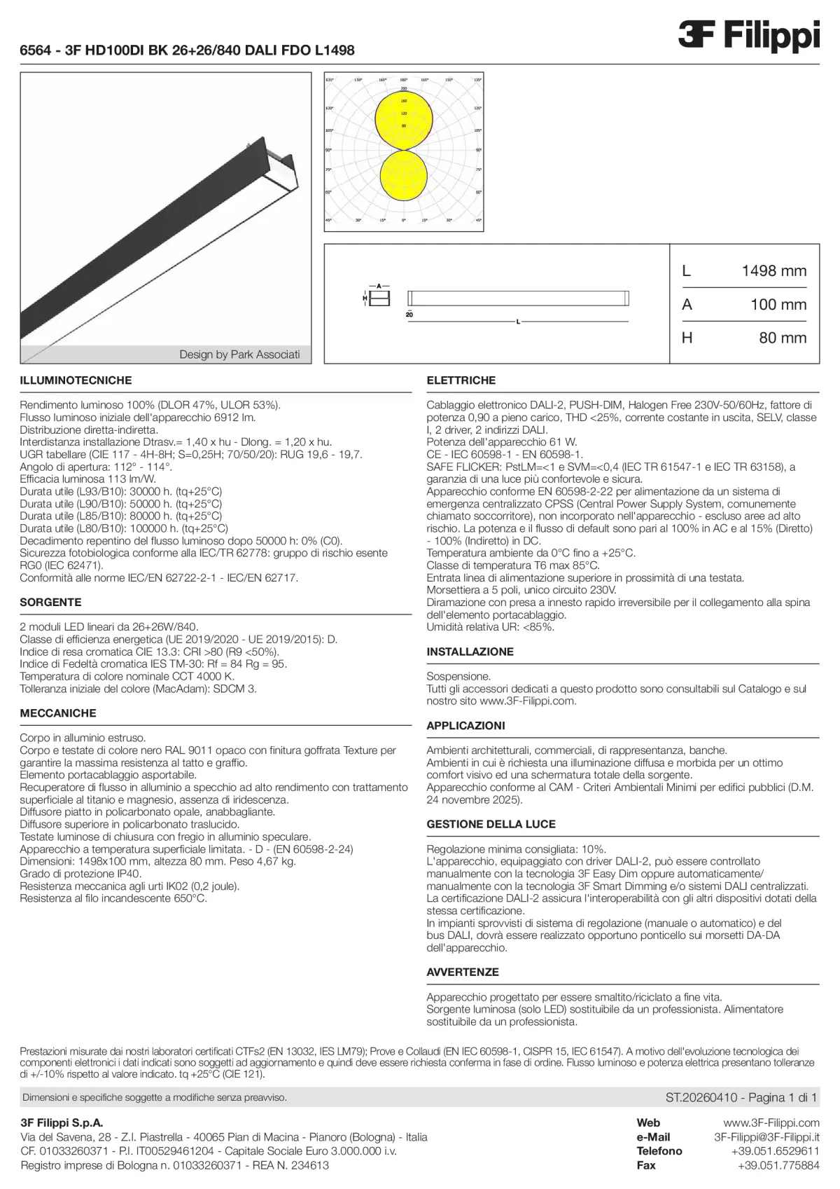 6564 - 3F HD100DI BK 26+26-840 DALI FDO L1498 - Datasheet - it