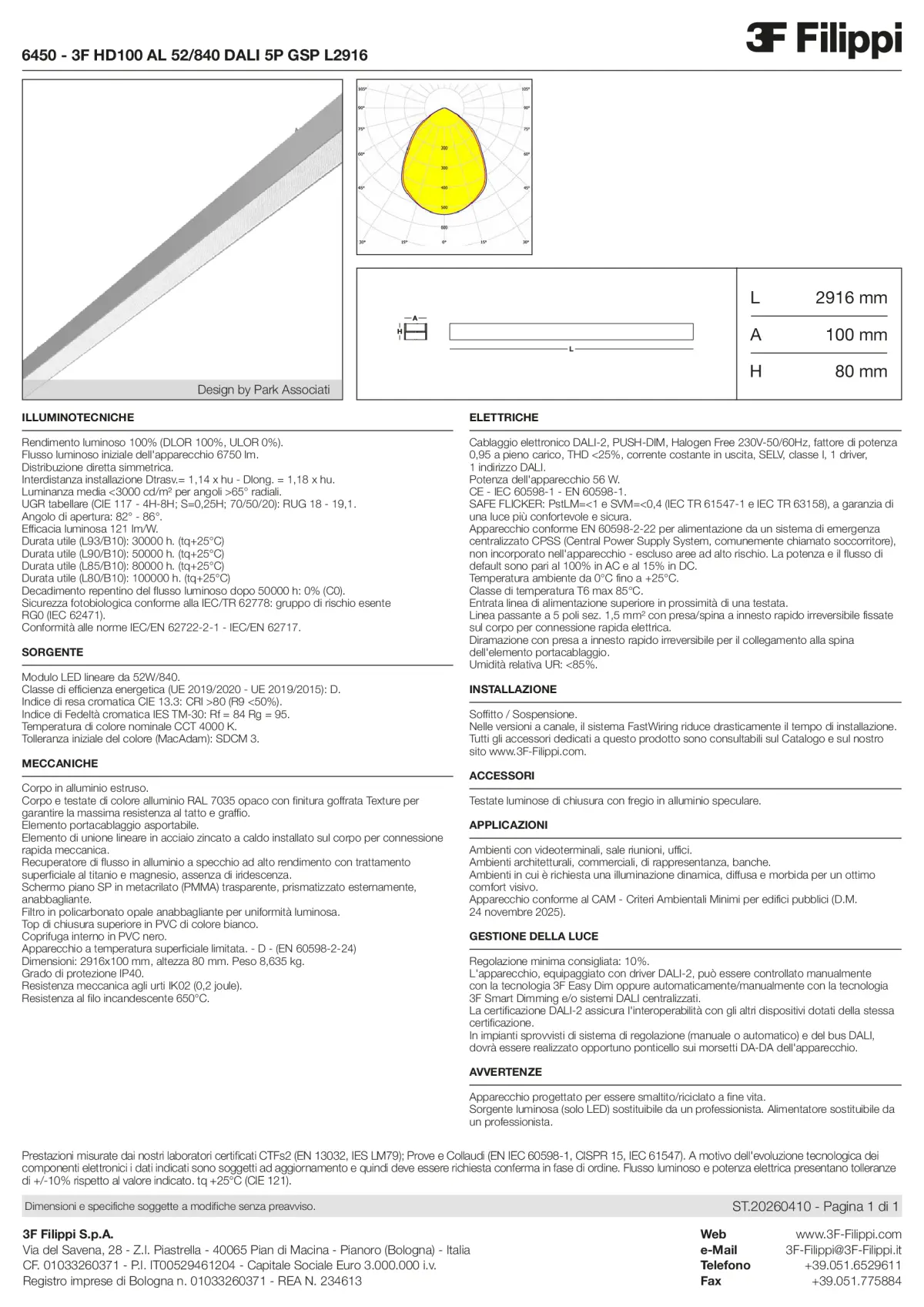 6450 - 3F HD100 AL 52-840 DALI 5P GSP L2916 - Datasheet - it