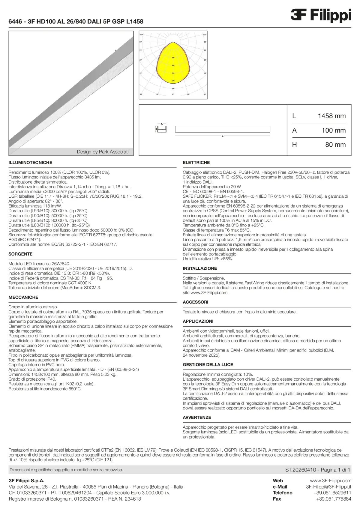 6446 - 3F HD100 AL 26-840 DALI 5P GSP L1458 - Datasheet - it
