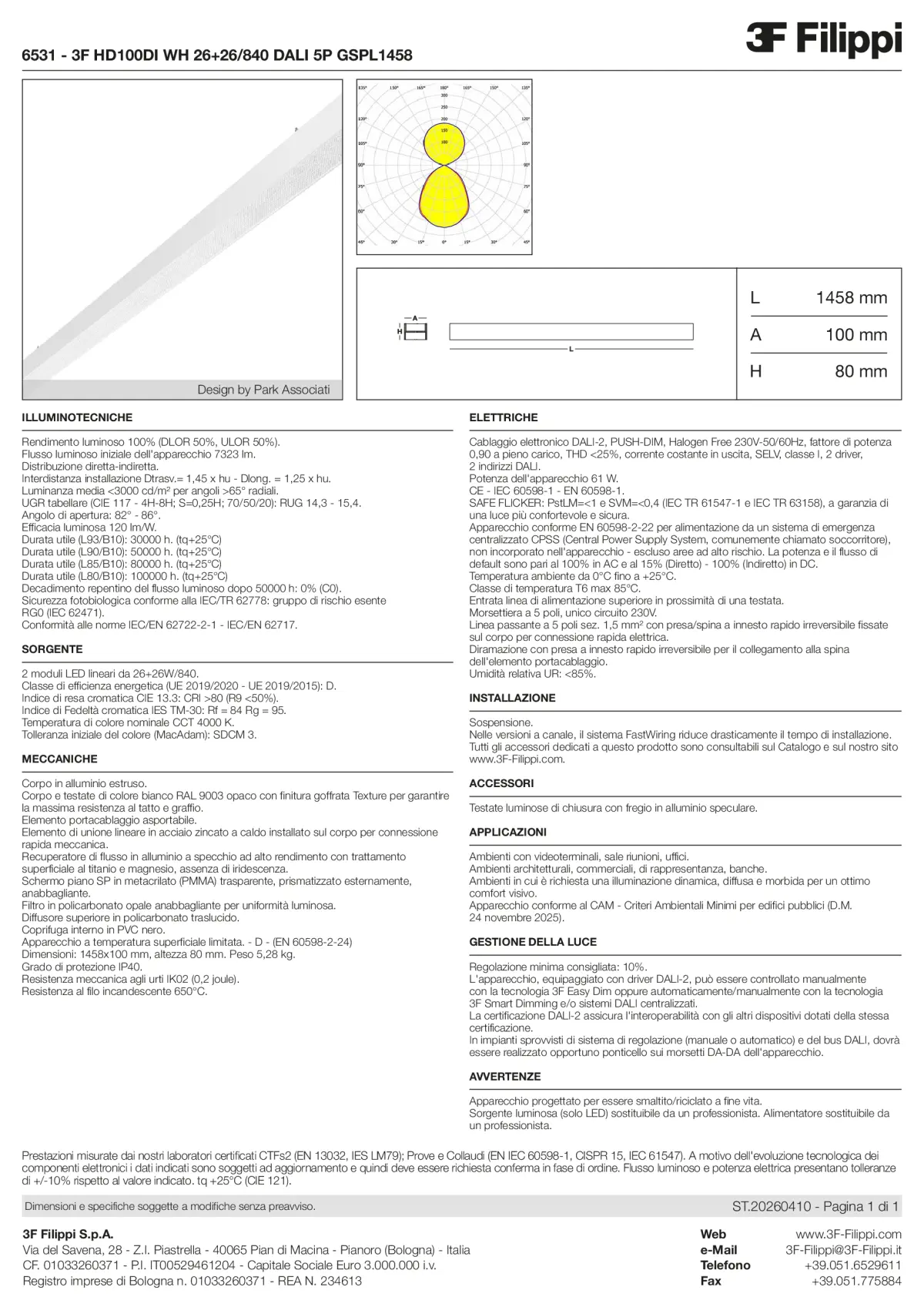 6531 - 3F HD100DI WH 26+26-840 DALI 5P GSPL1458 - Datasheet - it