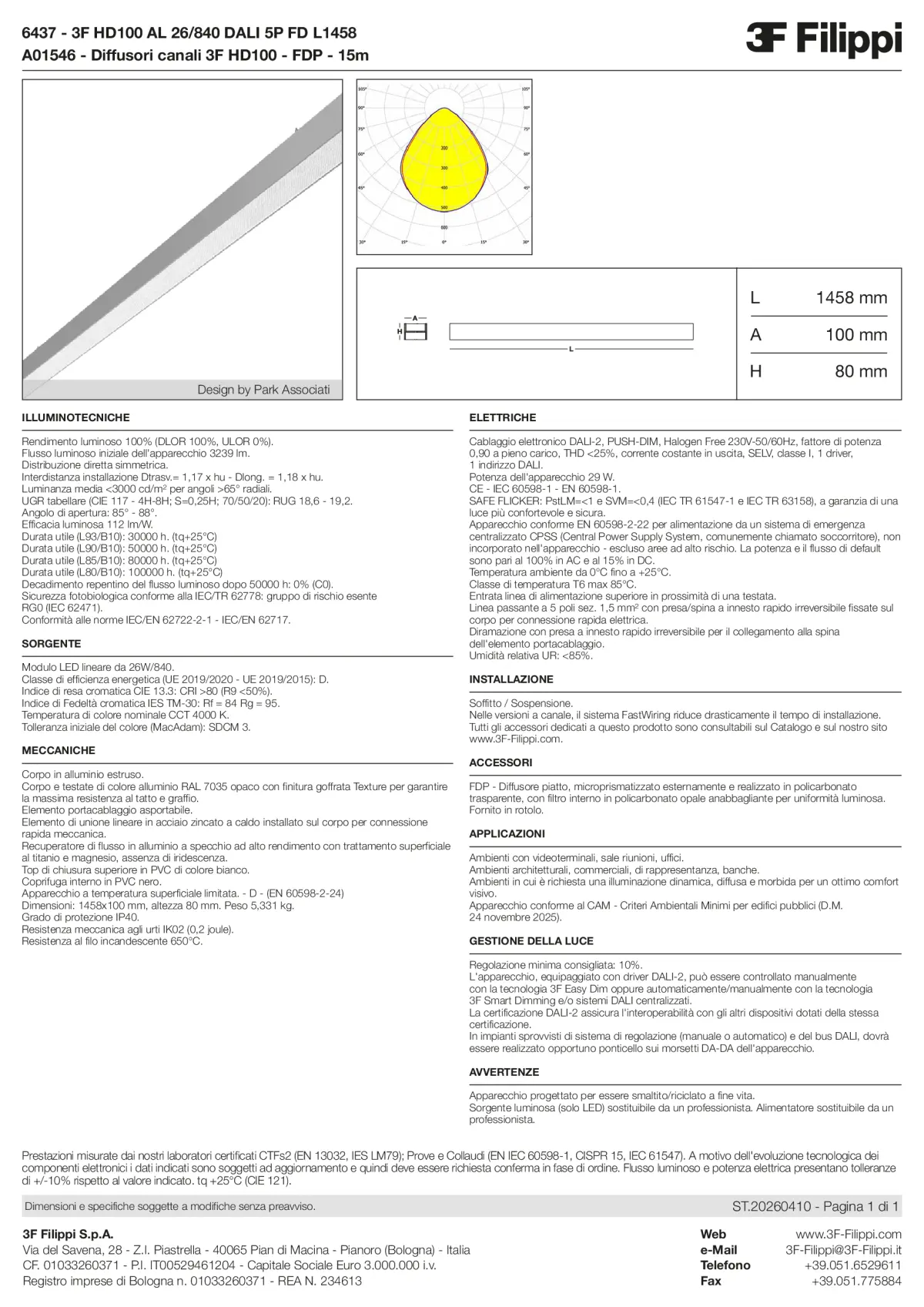 6437+A01546 - 3F HD100 AL 26-840 DALI 5P FD L1458 + FDP - Datasheet - it
