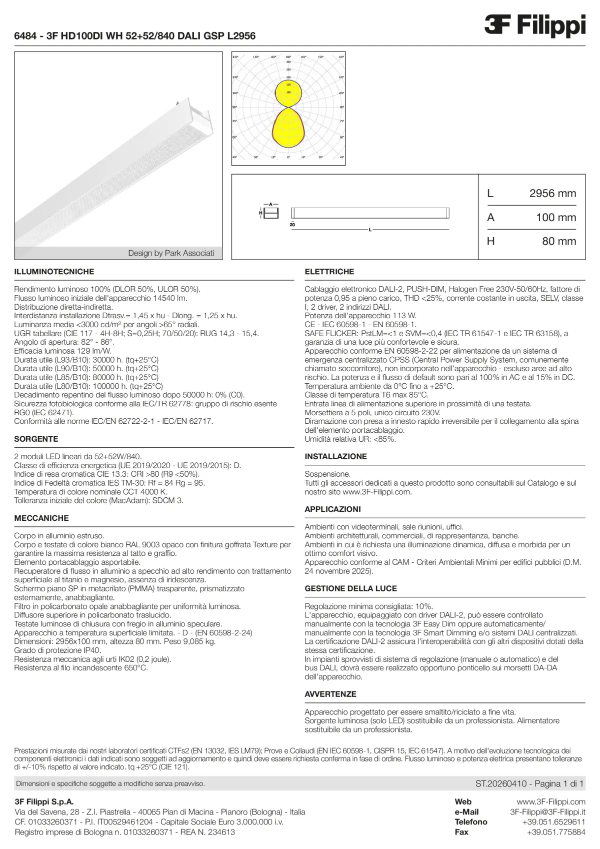 6484 - 3F HD100DI WH 52+52-840 DALI GSP L2956 - Datasheet - it