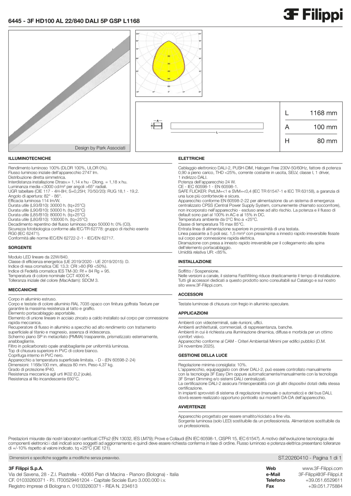 6445 - 3F HD100 AL 22-840 DALI 5P GSP L1168 - Datasheet - it