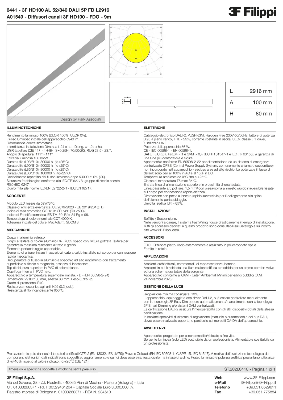 6441+A01549 - 3F HD100 AL 52-840 DALI 5P FD L2916 + FDO - Datasheet - it