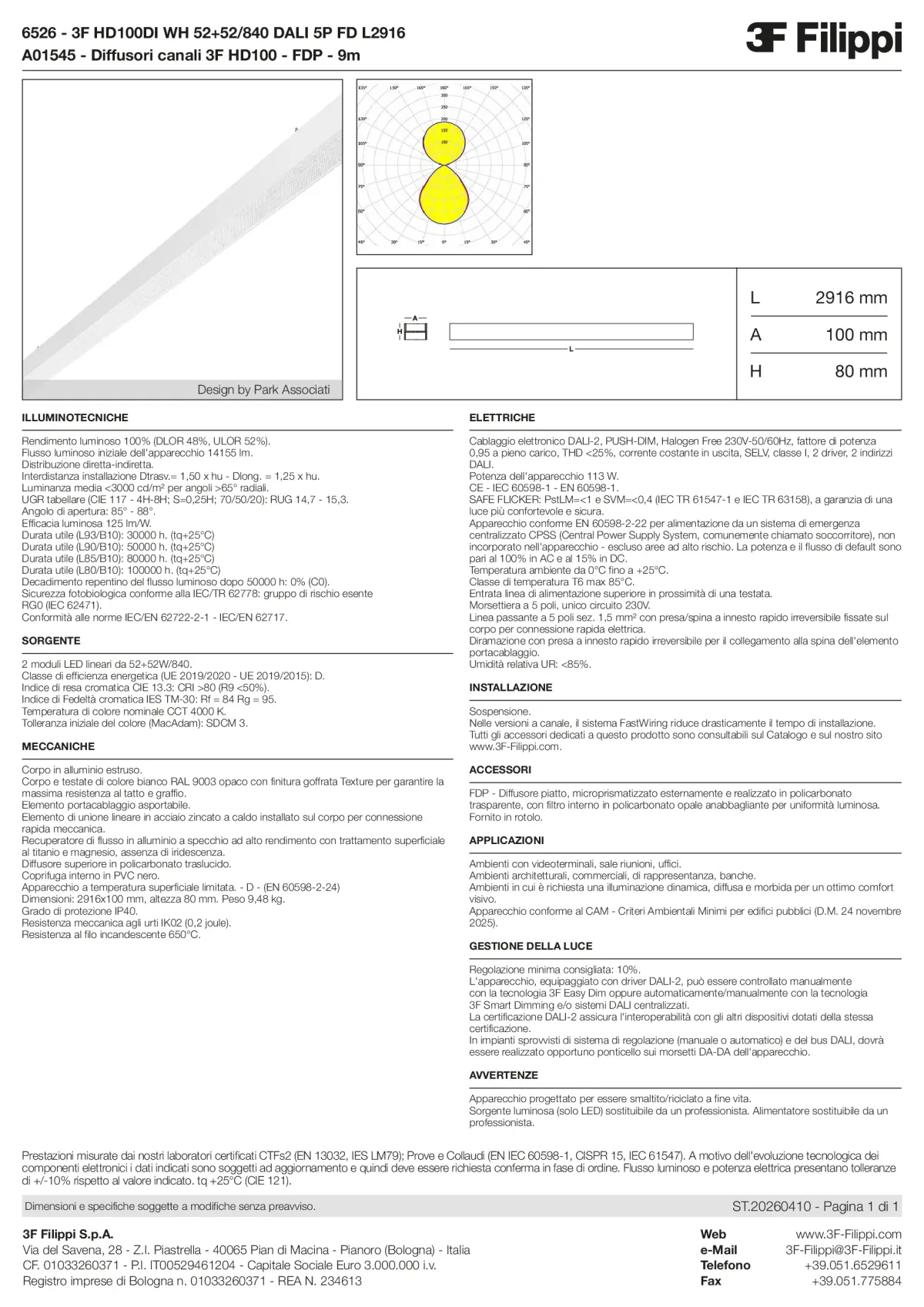 6526+A01545 - 3F HD100DI WH 52+52-840 DALI 5P FD L2916 + FDP - Datasheet - it