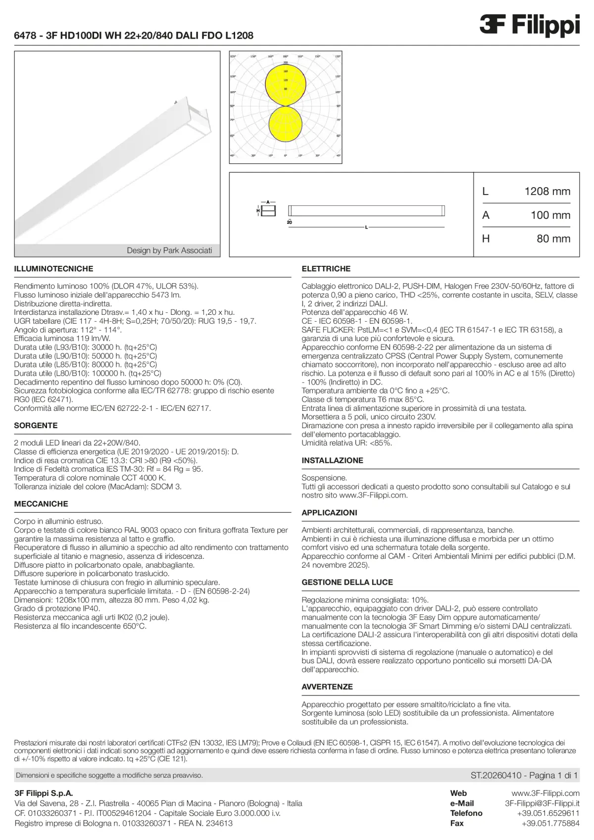 6478 - 3F HD100DI WH 22+20-840 DALI FDO L1208 - Datasheet - it