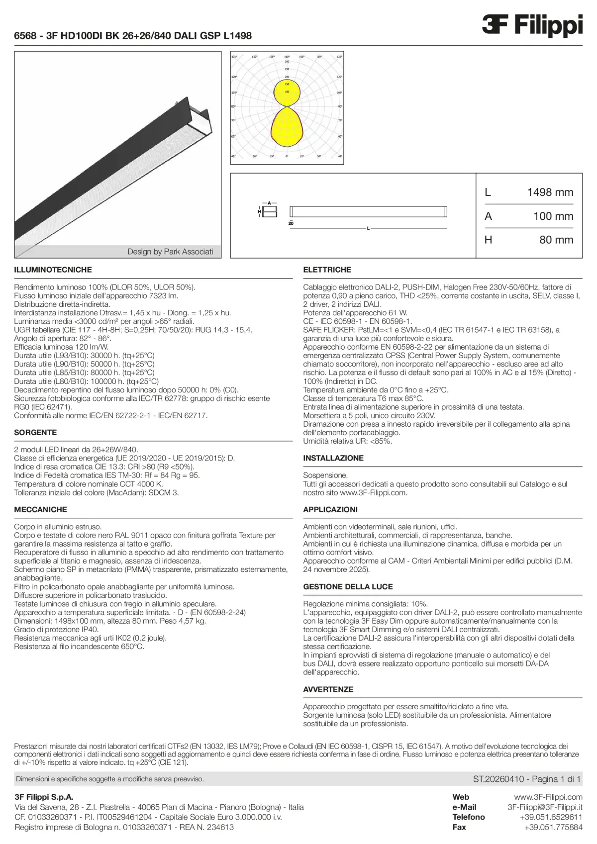6568 - 3F HD100DI BK 26+26-840 DALI GSP L1498 - Datasheet - it