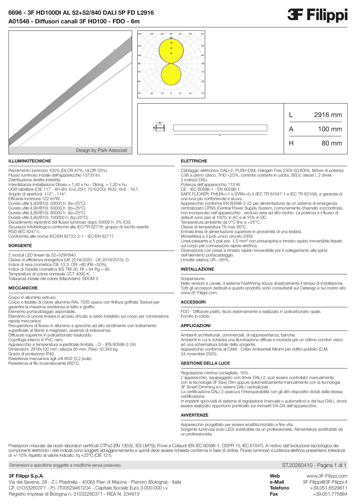 6696+A01548 - 3F HD100DI AL 52+52-840 DALI 5P FD L2916 + FDO - Datasheet - it