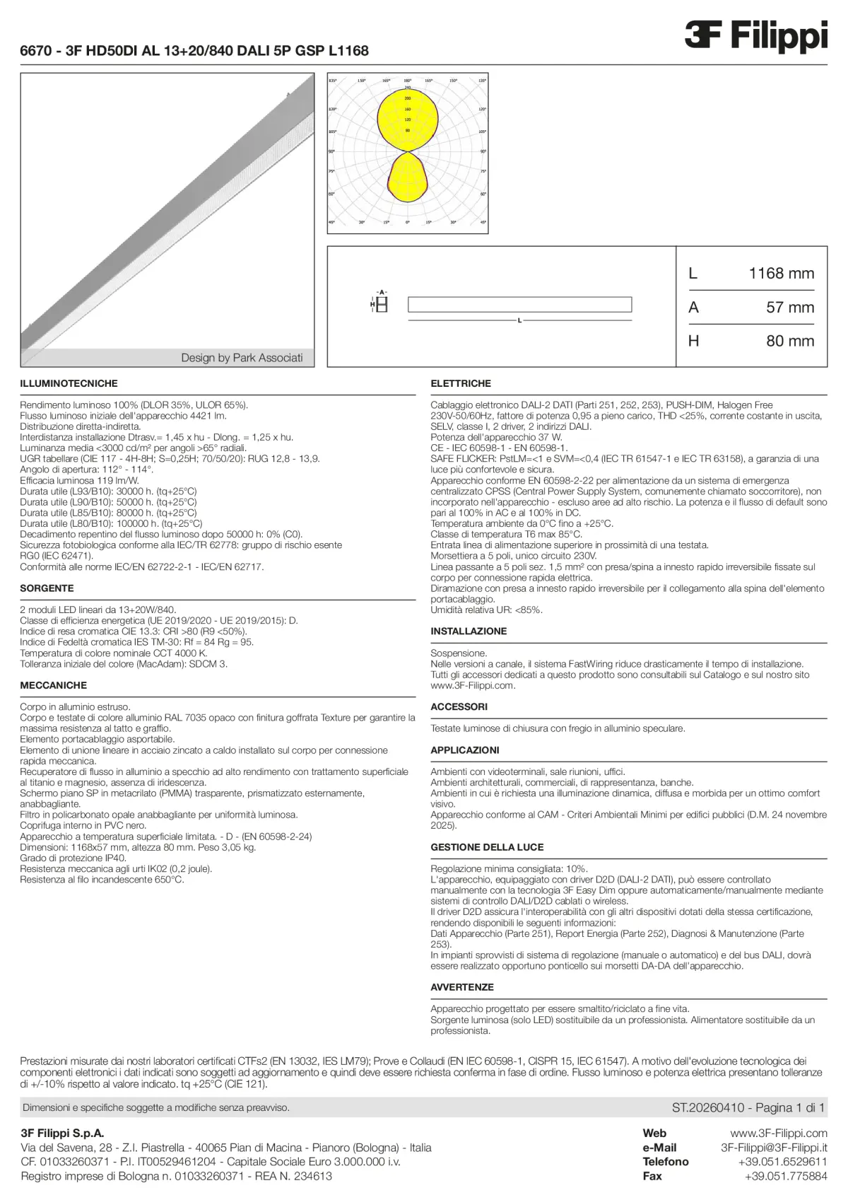 6670 - 3F HD50DI AL 13+20-840 DALI 5P GSP L1168 - Datasheet - it