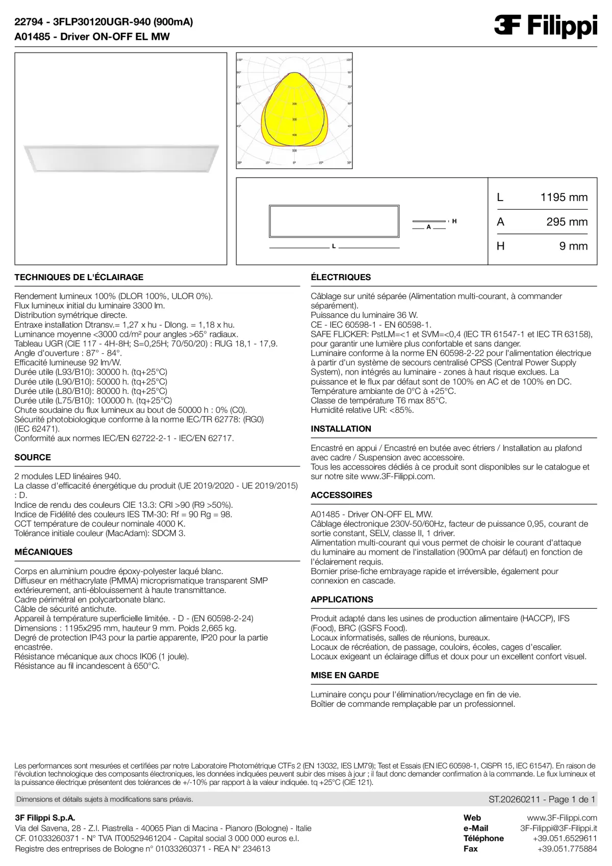 22794+A01485 - 3FLP30120UGR-940 (900mA) + ON-OFF EL MW - Datasheet - fr