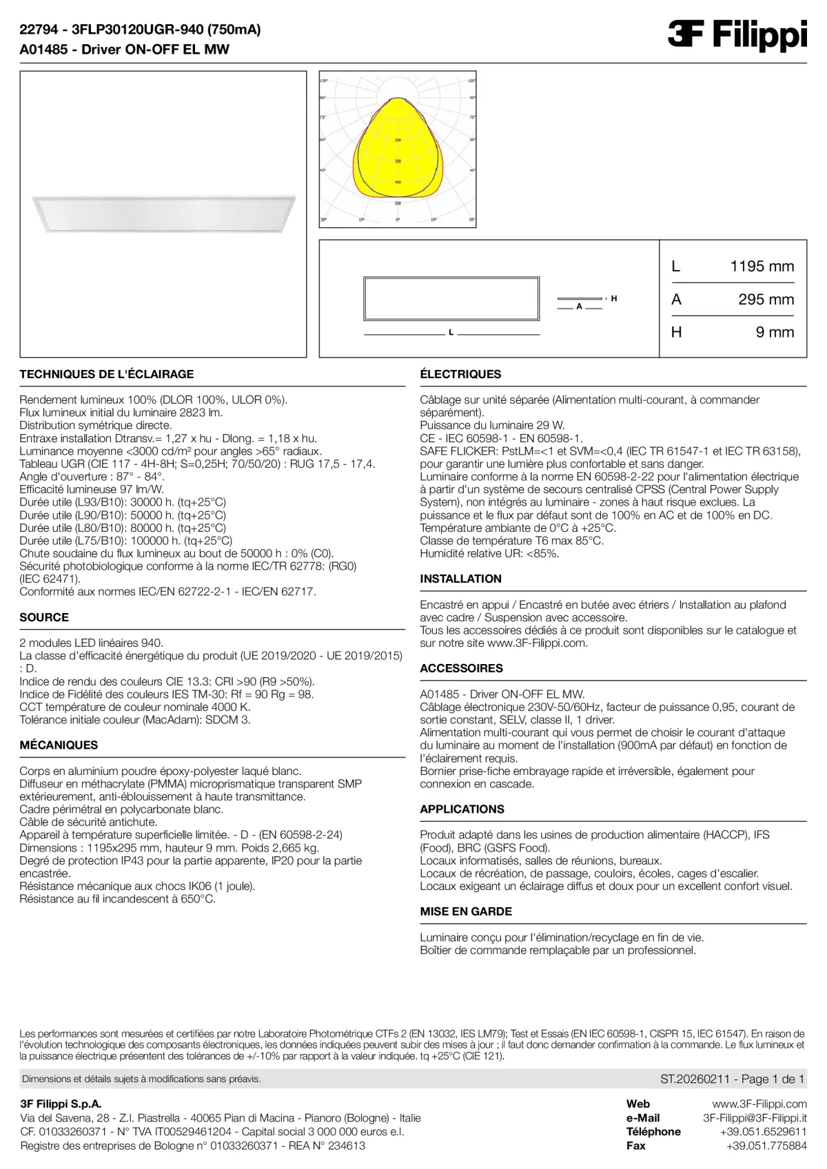 22794+A01485 - 3FLP30120UGR-940 (750mA) + ON-OFF EL MW - Datasheet - fr