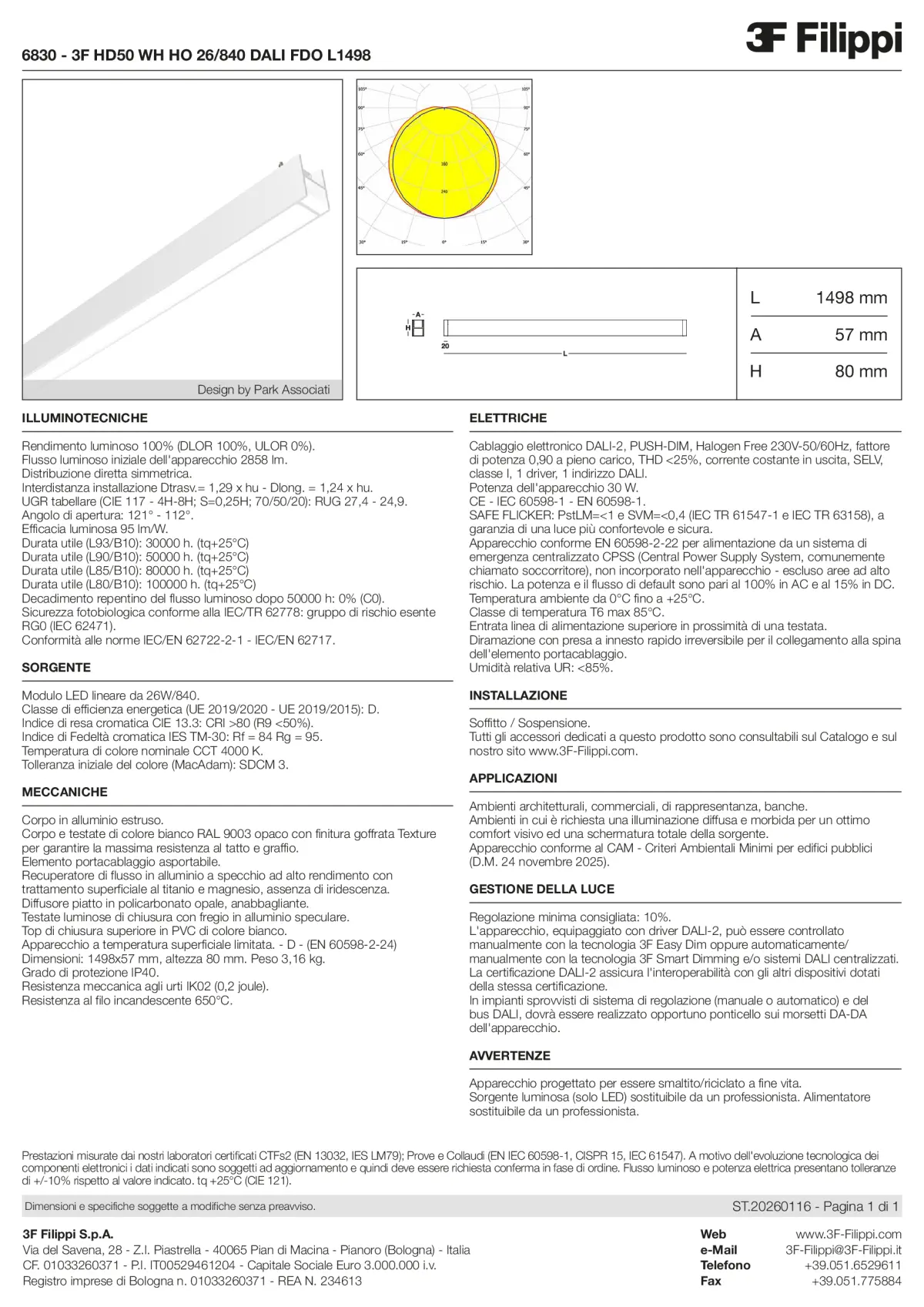 6830 - 3F HD50 WH HO 26-840 DALI FDO L1498 - Datasheet - it