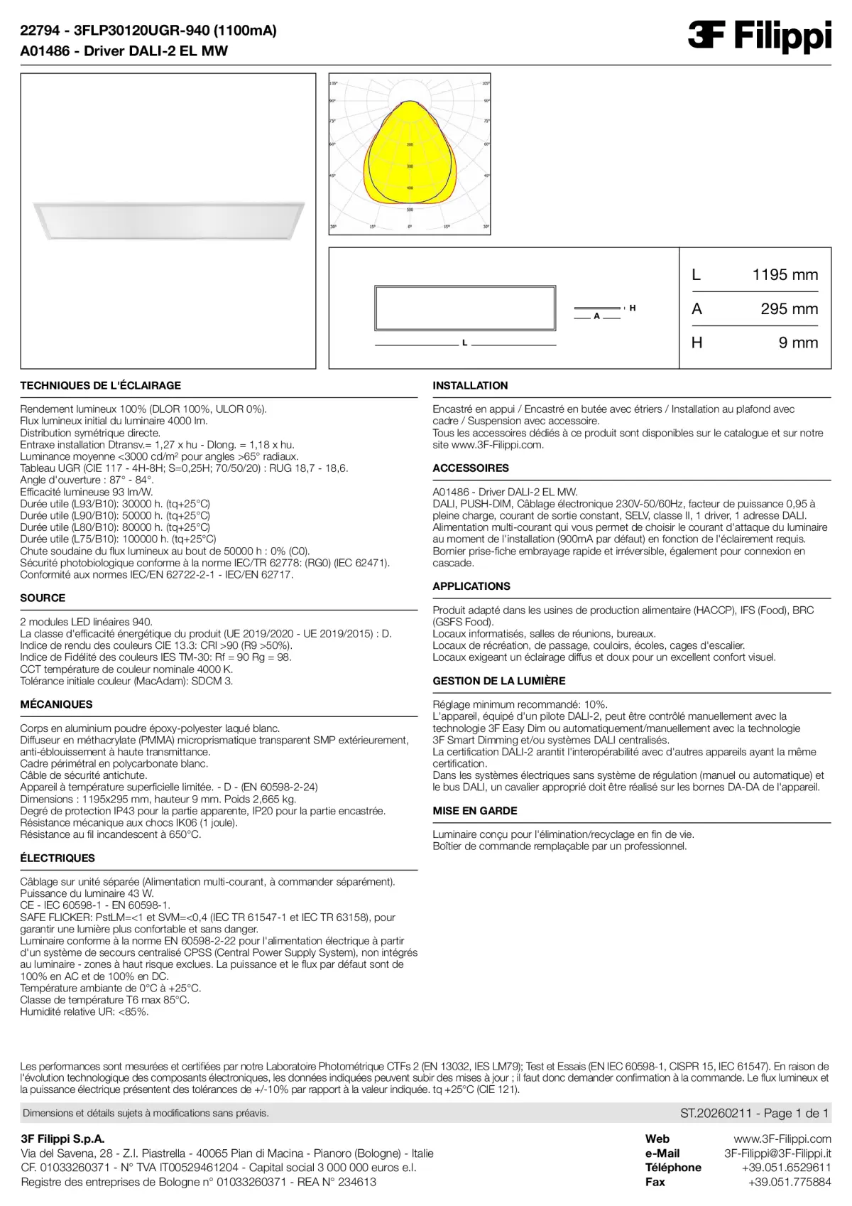 22794+A01486 - 3FLP30120UGR-940 (1100mA) + DALI-2 EL MW - Datasheet - fr