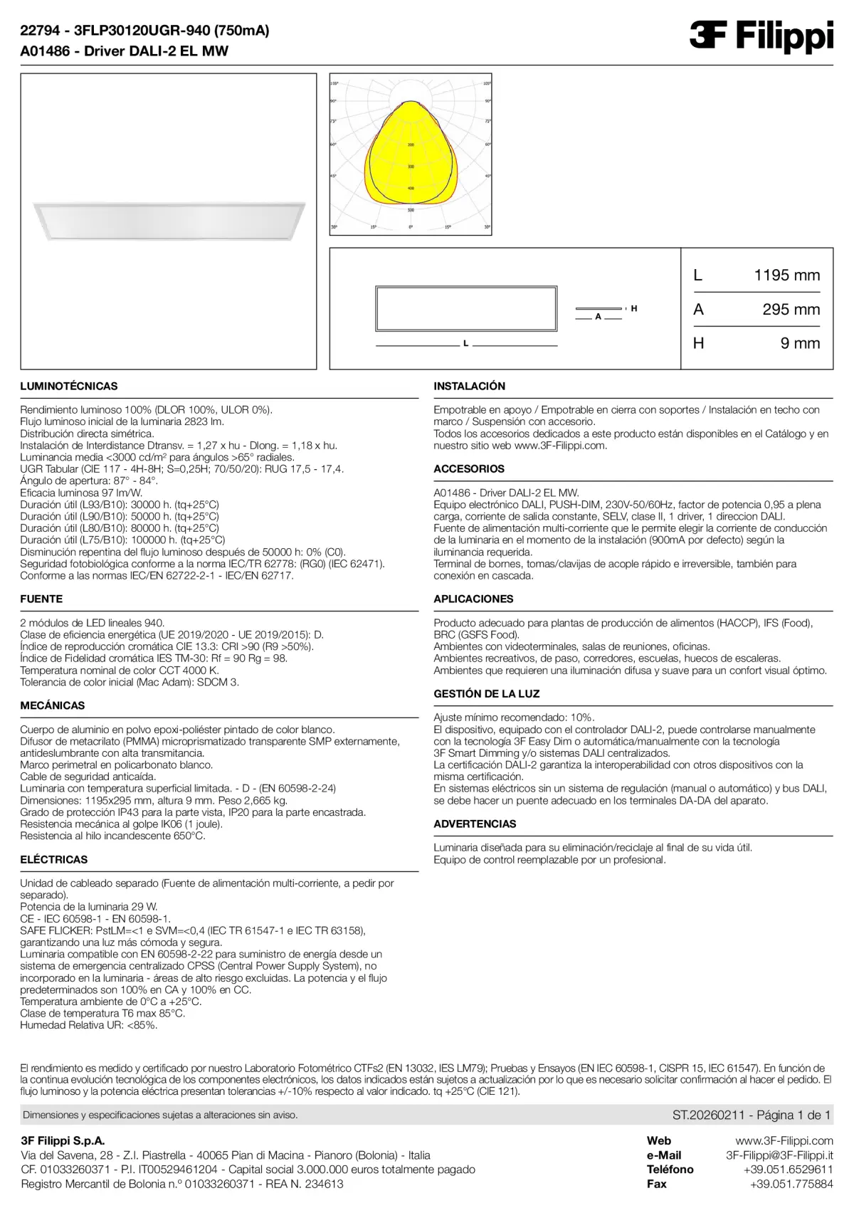 22794+A01486 - 3FLP30120UGR-940 (750mA) + DALI-2 EL MW - Datasheet - es