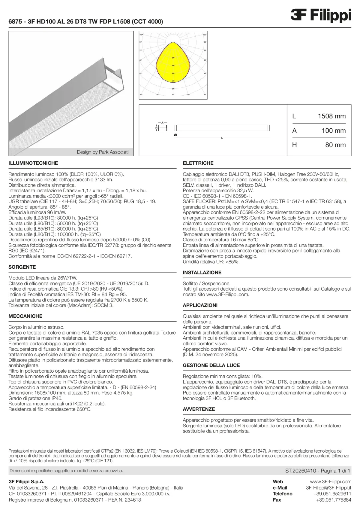 6875 - 3F HD100 AL 26 DT8 TW FDP L1508 (CCT 4000) - Datasheet - it