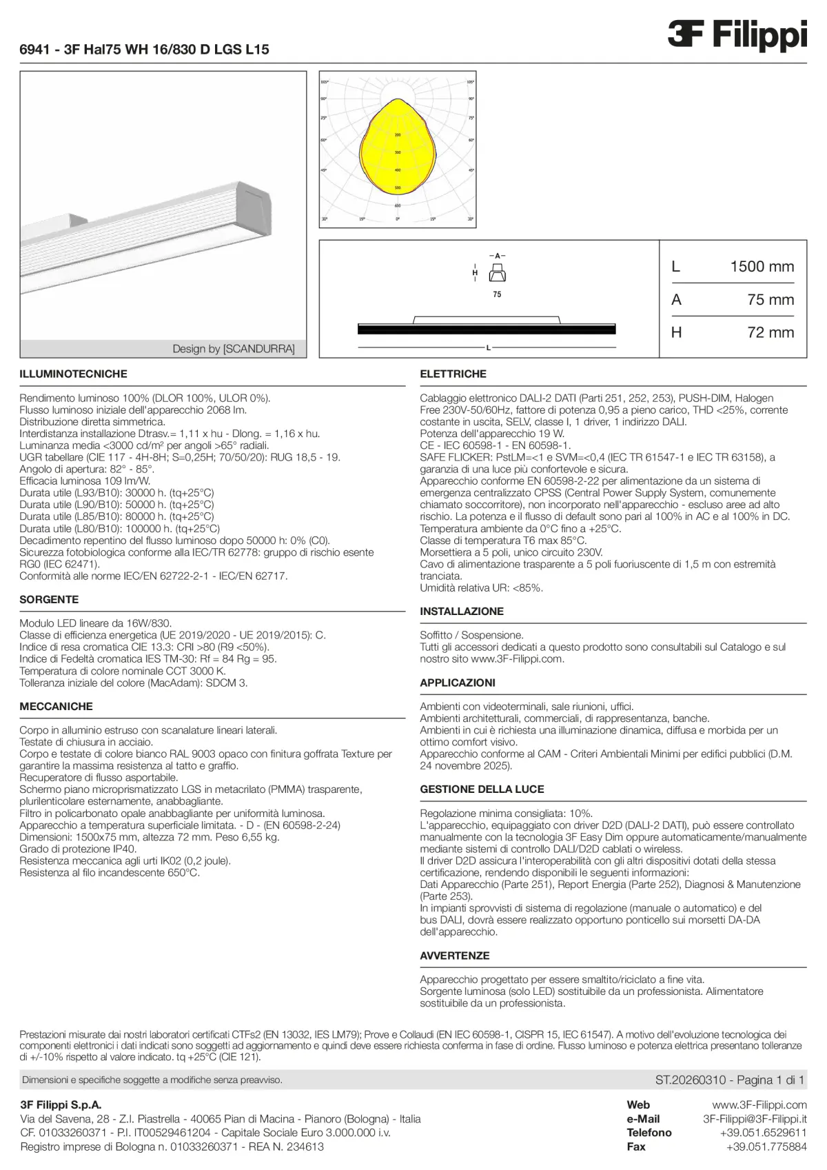 6941 - 3F Hal75 WH 16-830 D LGS L15 - Datasheet - it