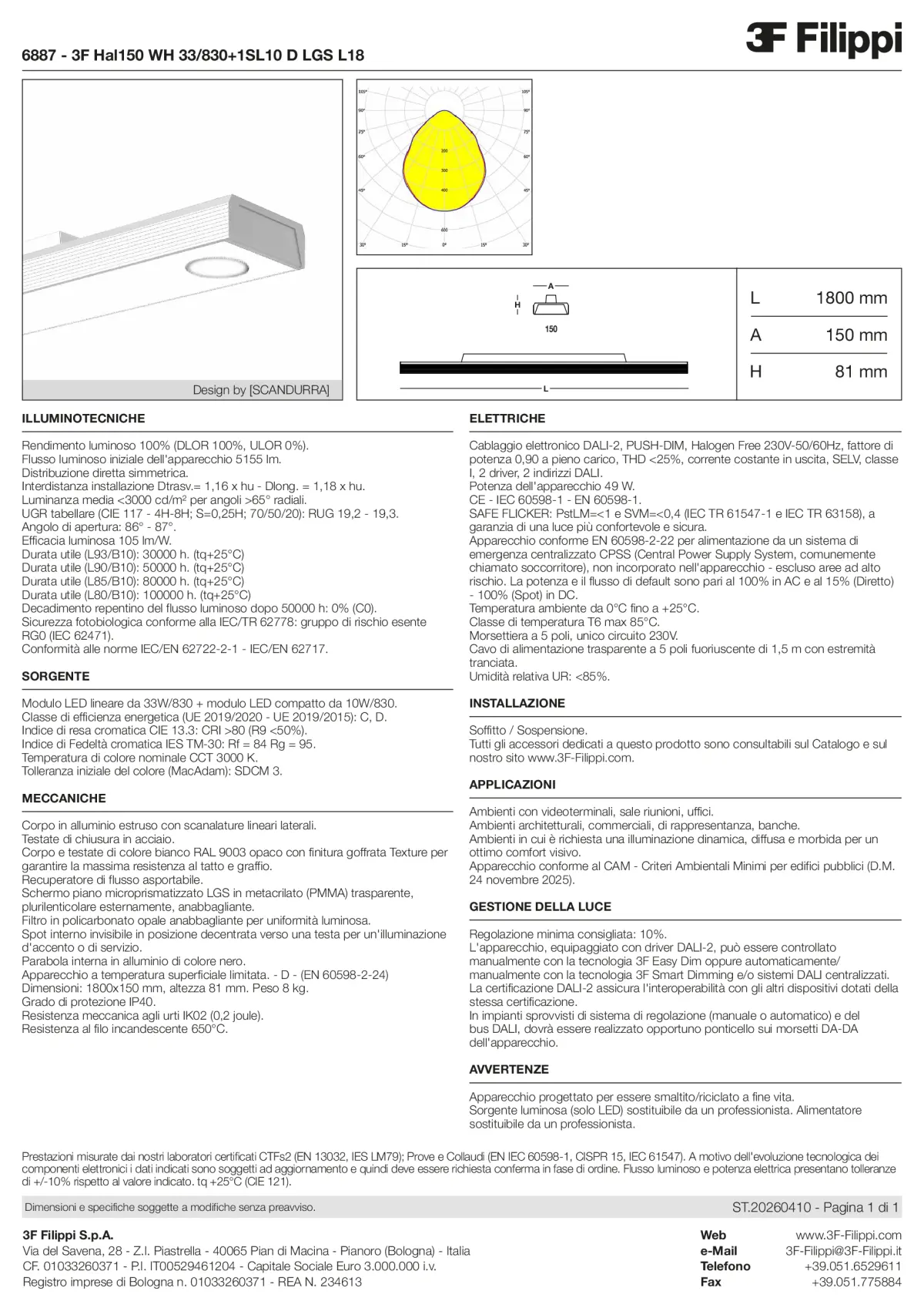 6887 - 3F Hal150 WH 33-830+1SL10 D LGS L18 - Datasheet - it