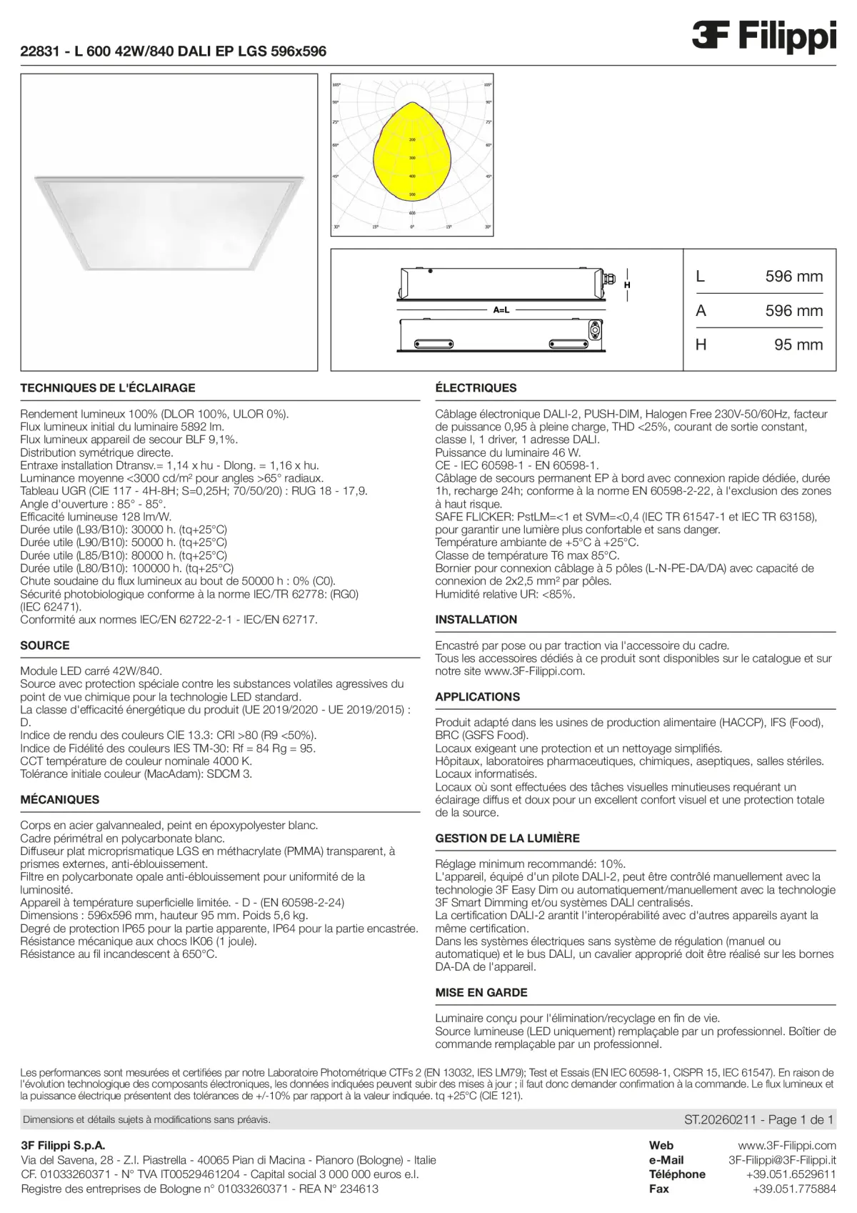 22831 - L 600 42W-840 DALI EP LGS 596x596 - Datasheet - fr