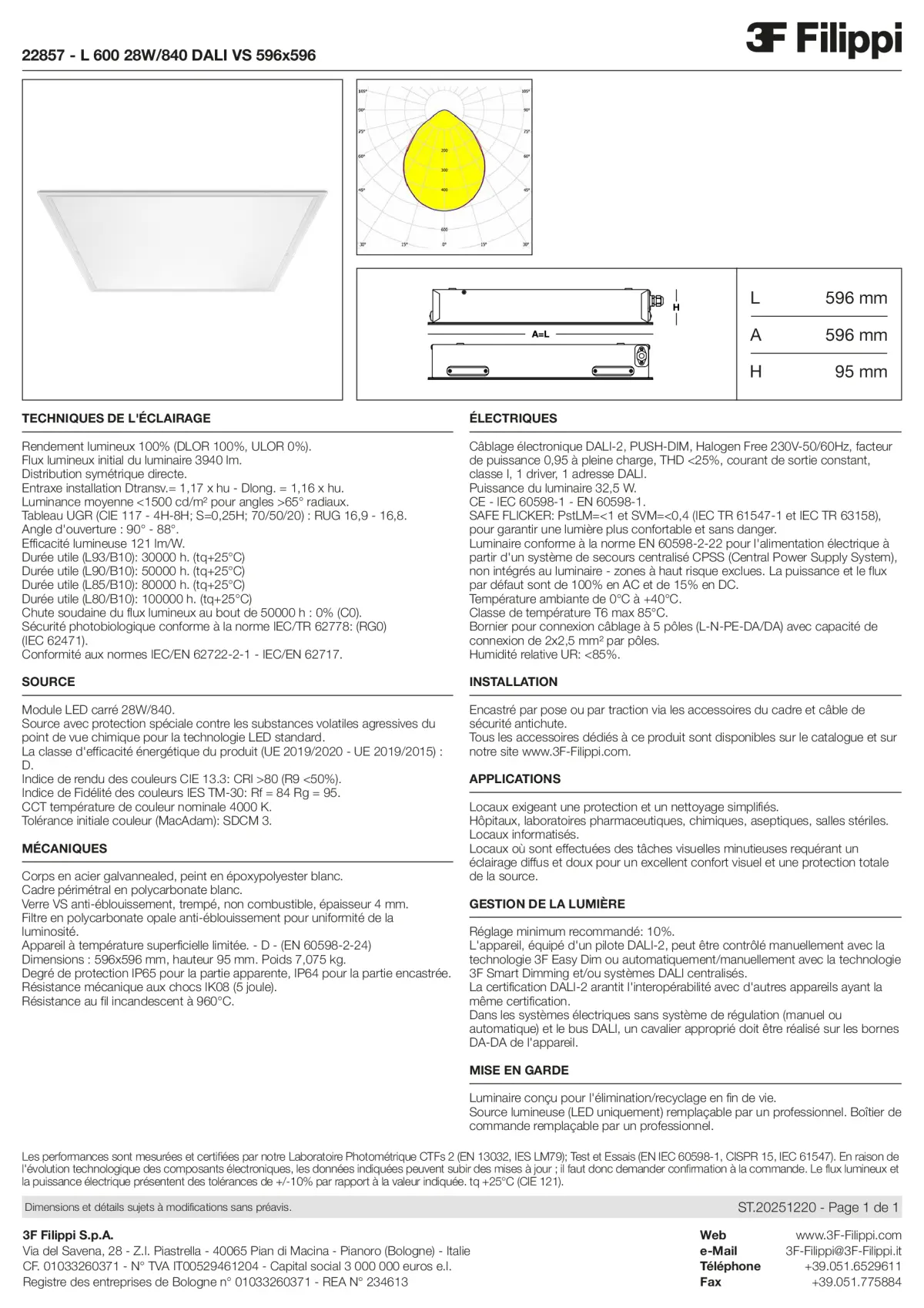 22857 - L 600 28W-840 DALI VS 596x596 - Datasheet - fr