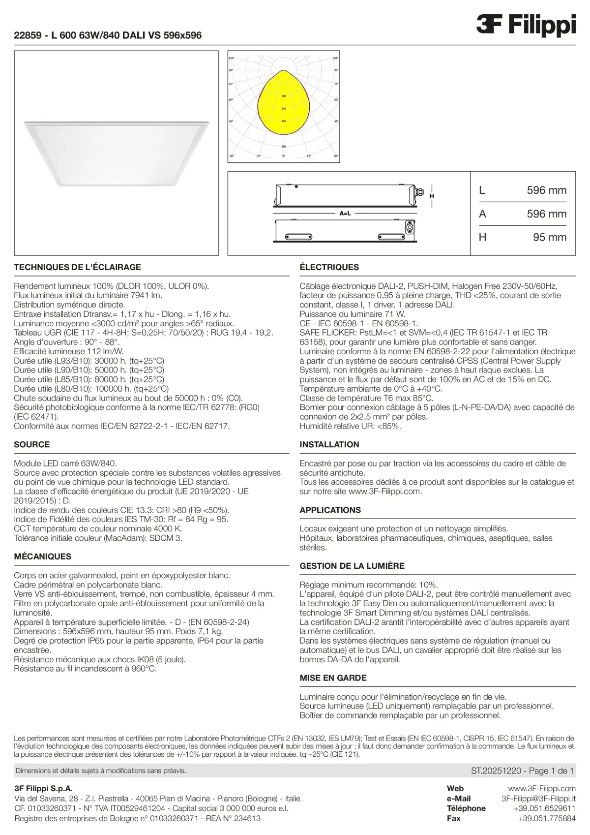 22859 - L 600 63W-840 DALI VS 596x596 - Datasheet - fr