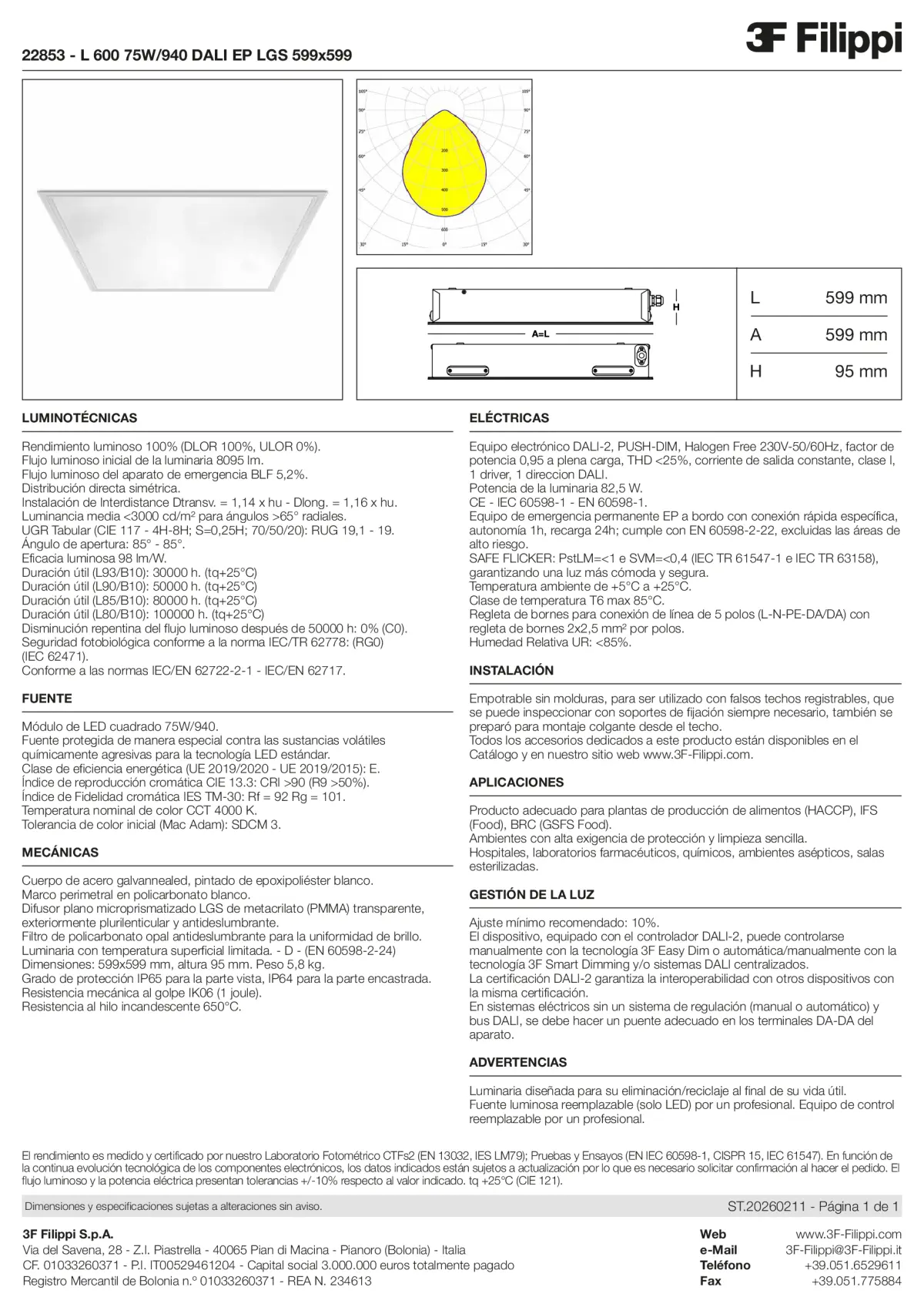 22853 - L 600 75W-940 DALI EP LGS 599x599 - Datasheet - es