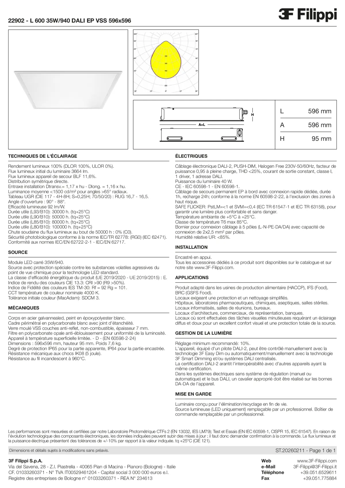 22902 - L 600 35W-940 DALI EP VSS 596x596 - Datasheet - fr