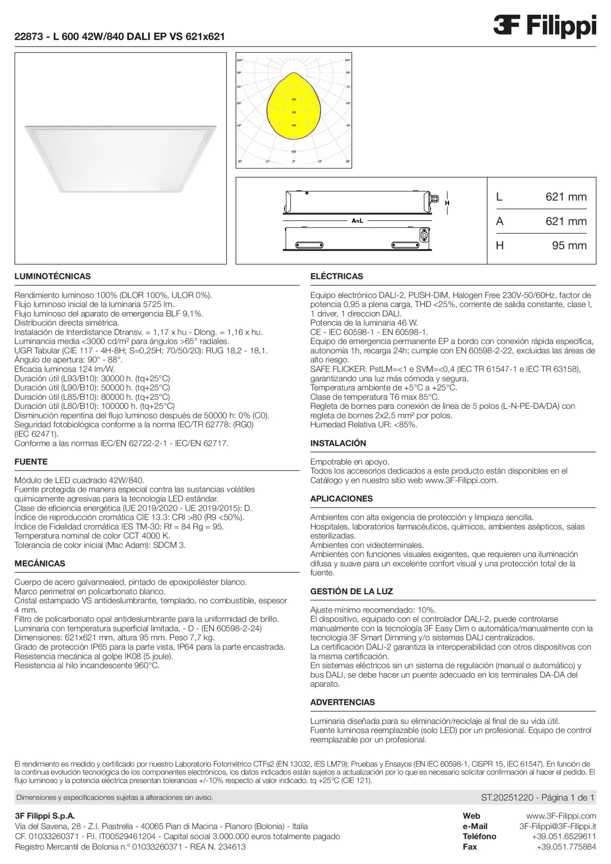22873 - L 600 42W-840 DALI EP VS 621x621 - Datasheet - es