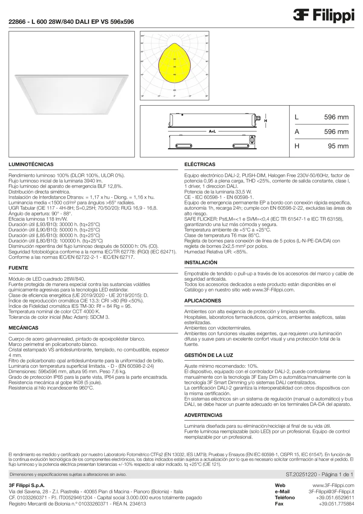 22866 - L 600 28W-840 DALI EP VS 596x596 - Datasheet - es