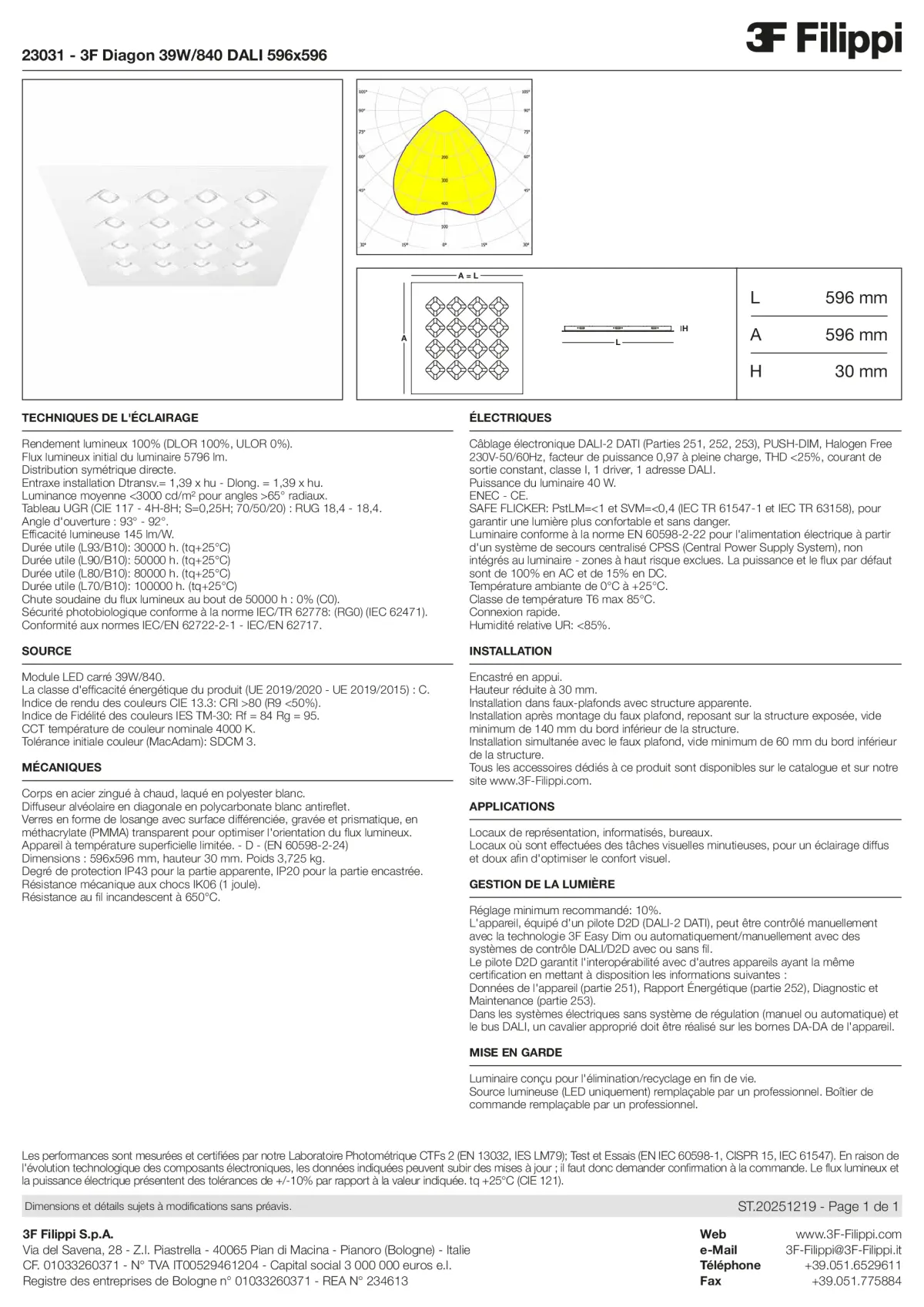 23031 - 3F Diagon 39W-840 DALI 596x596 - Datasheet - fr
