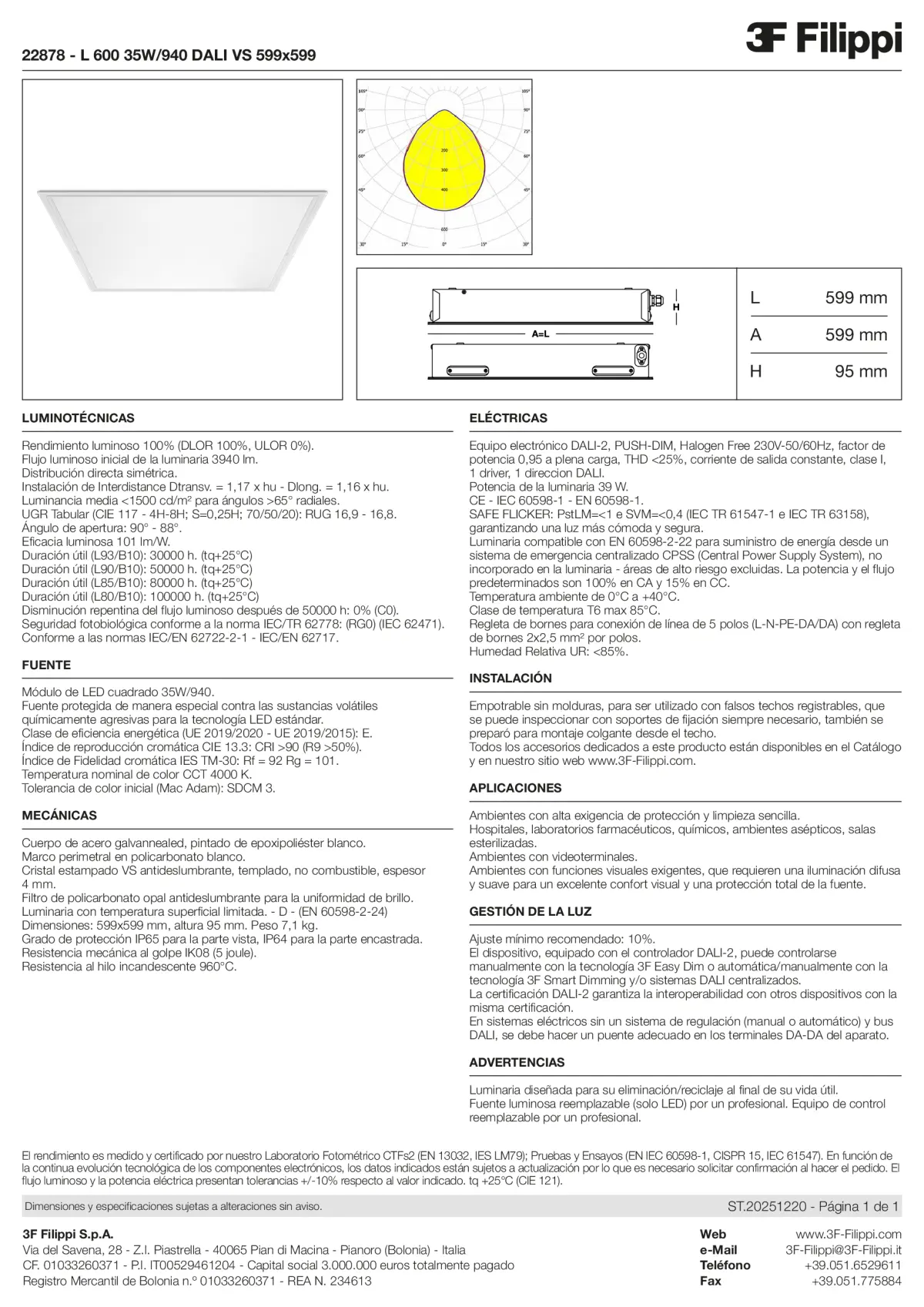 22878 - L 600 35W-940 DALI VS 599x599 - Datasheet - es