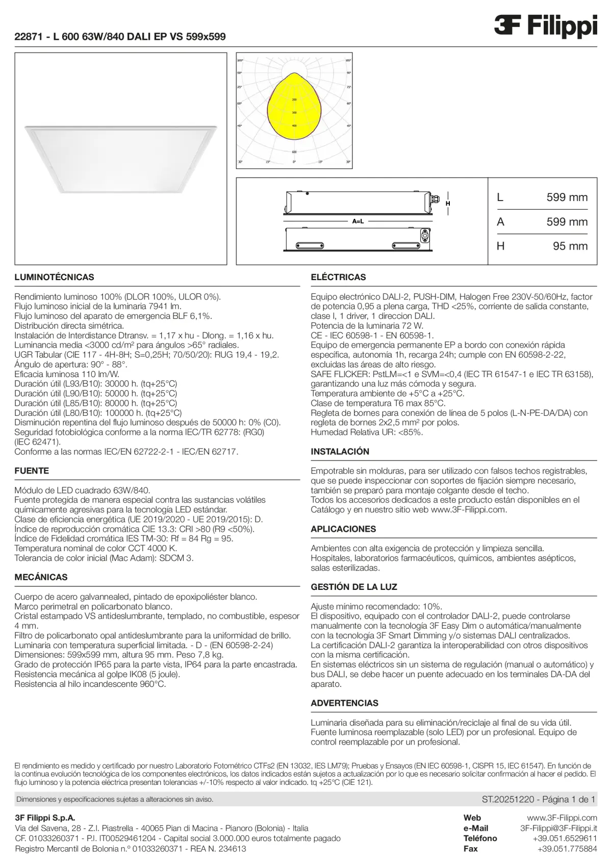 22871 - L 600 63W-840 DALI EP VS 599x599 - Datasheet - es
