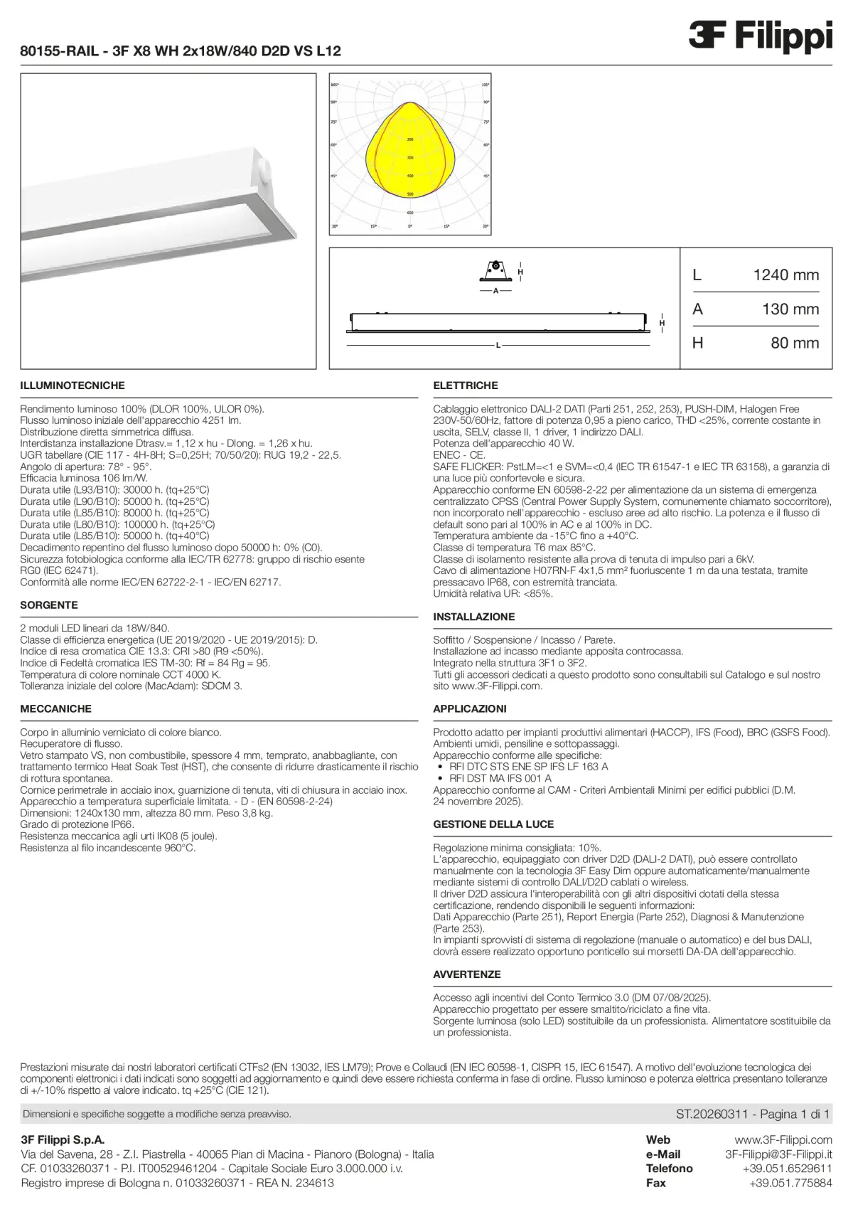 80155-RAIL - 3F X8 WH 2x18W-840 D2D VS L12 - Datasheet - it