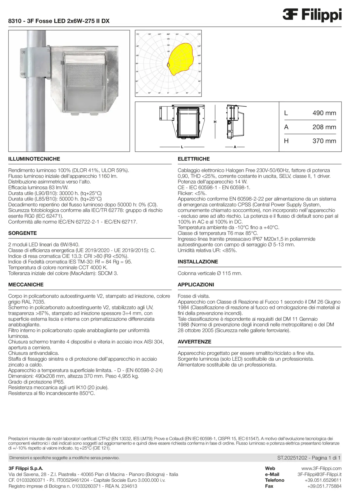 8310 - 3F Fosse LED 2x6W-275 II DX - Datasheet - it
